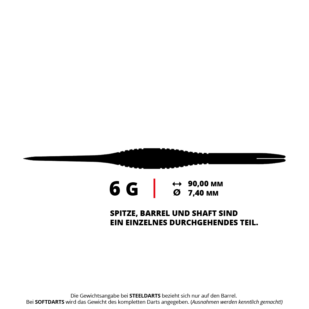 Caliburn TTD Complete Titanium T2 Silver Steeldarts - 6g Das Bild zeigt die Caliburn TTD Complete Titanium T2 Black Steeldarts - 6g. Die Steeldarts sind in dunklem Design und wiegen 6 Gramm.