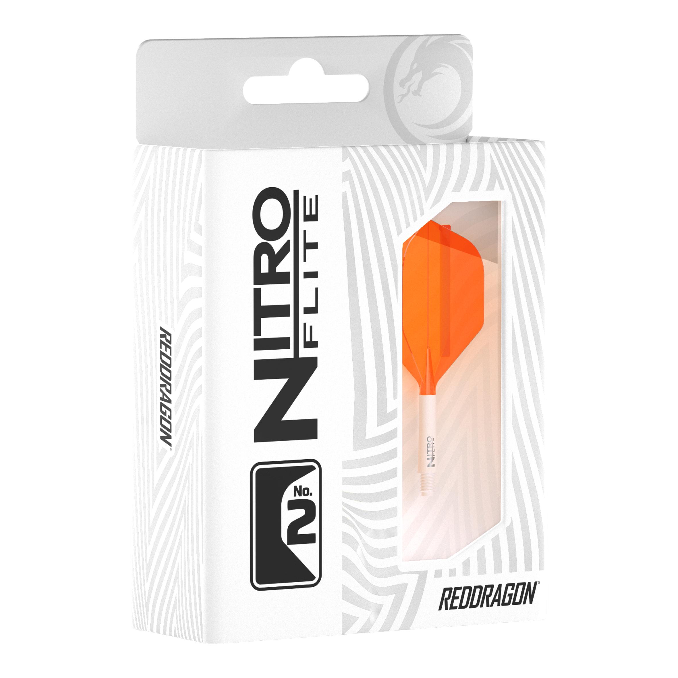 Red Dragon Nitroflite White Shaft Orange Flights No2 Zu sehen ist das Produkt Red Dragon Nitroflite White Shaft Orange Flights No2. Es besteht aus einem weißen Schaft und orangen Flights.