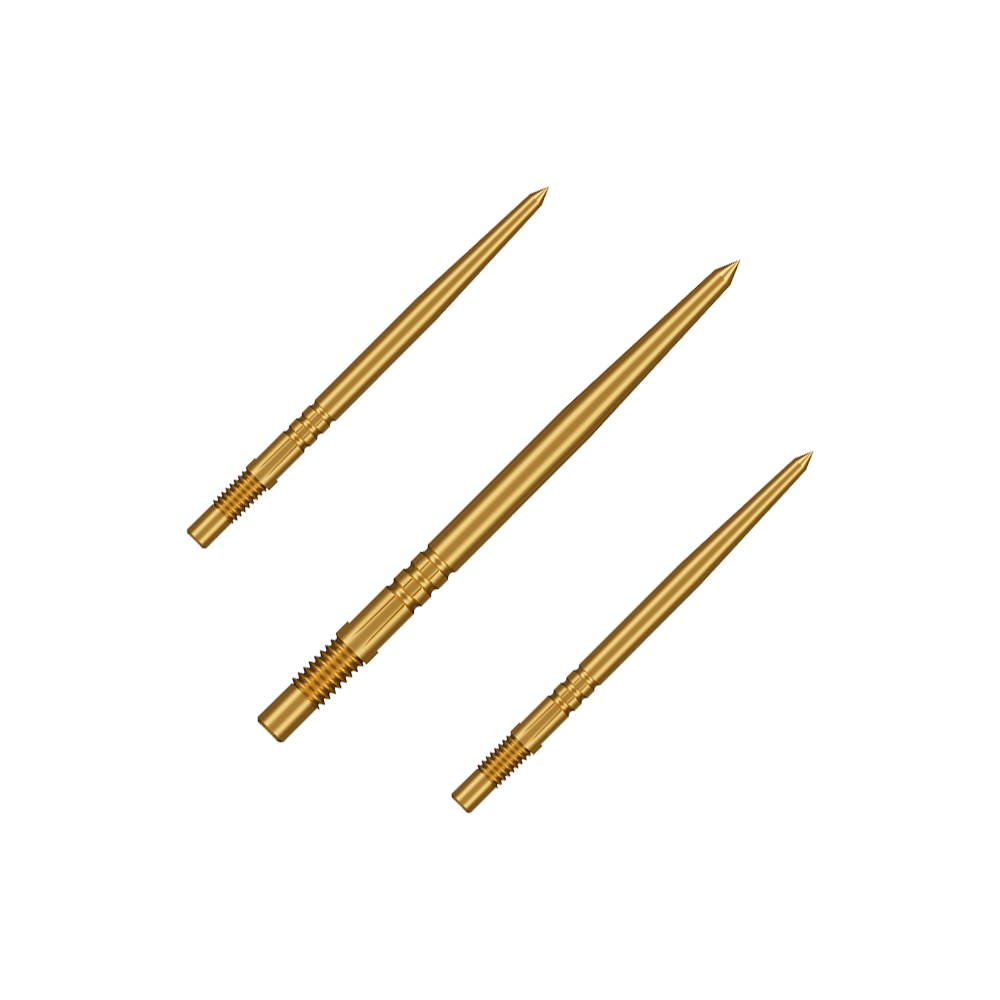 Shot Turbo Point Dart Tips - Gold Das Set besteht aus mehreren goldfarbenen Dartspitzen mit feiner Gravur. Sie sind für den Austausch bestimmt.