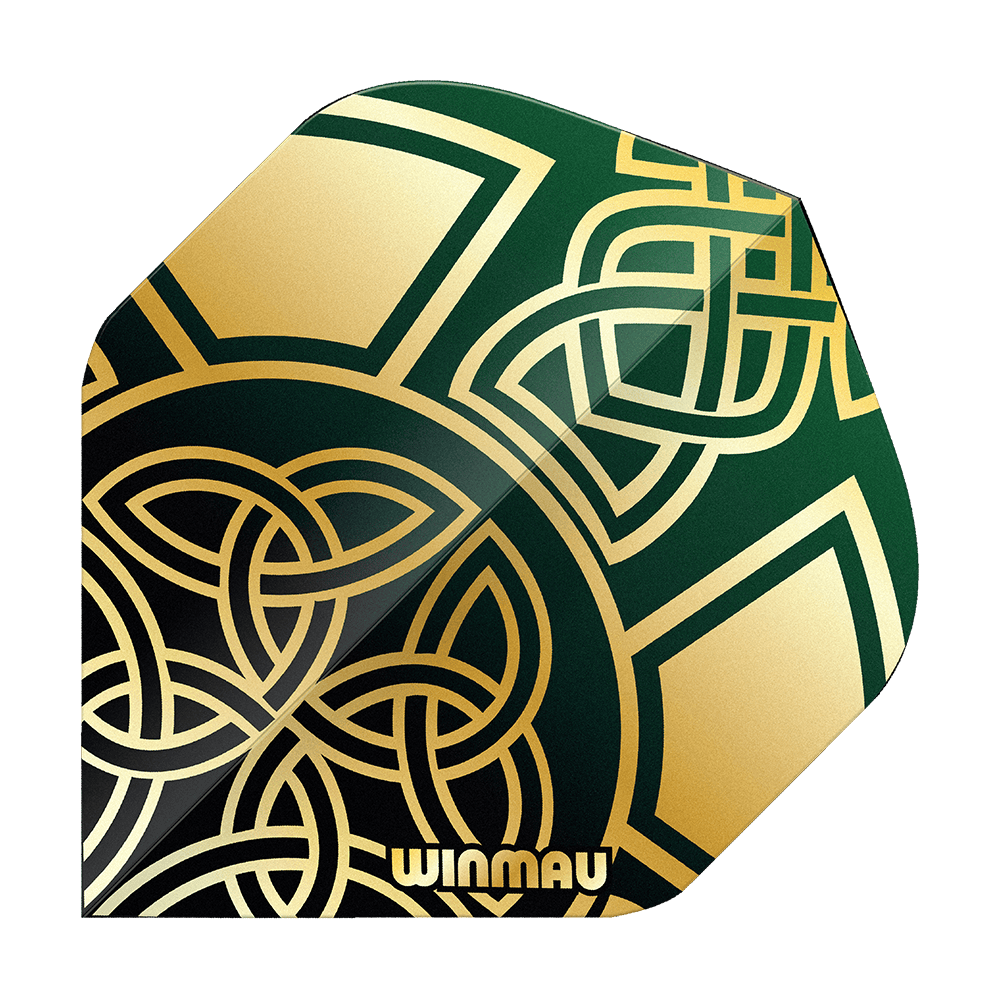 Winmau Prism Delta Brendan Dolan Celtic Knot Black Gold No2 Standard Flights Abgebildet sind die Winmau Prism Delta Brendan Dolan Celtic Knot Black Gold No2 Standard Flights. Die Flights besitzen ein elegantes Muster in Schwarz und Gold.