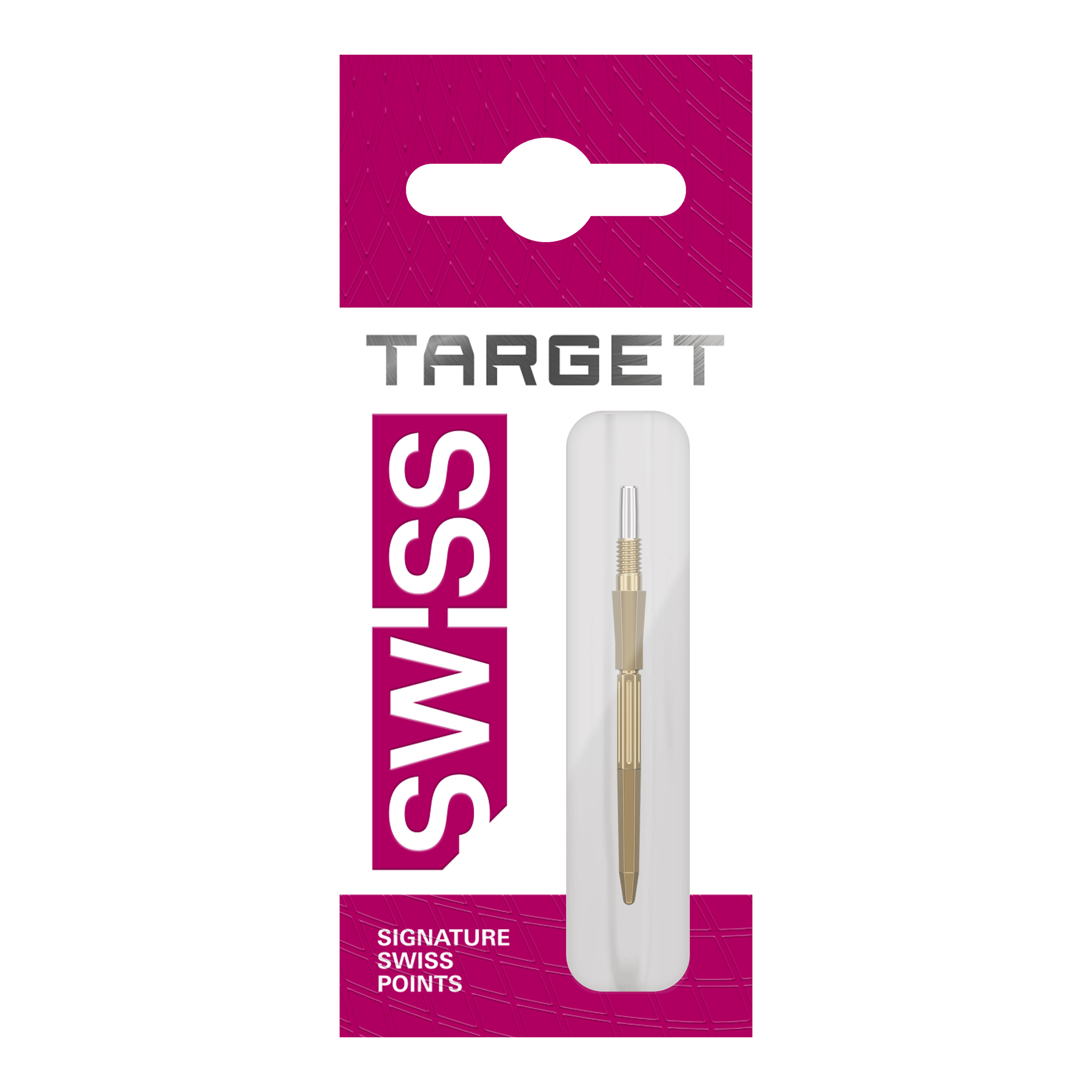 Target Elysian Archetype 43 Swiss Point Steel Dart Tips - Gold Das Bild zeigt Dartspitzen in goldener Farbe. Es handelt sich um Target Elysian Archetype 43 SwissPoint Dartspitzen, 30 mm.