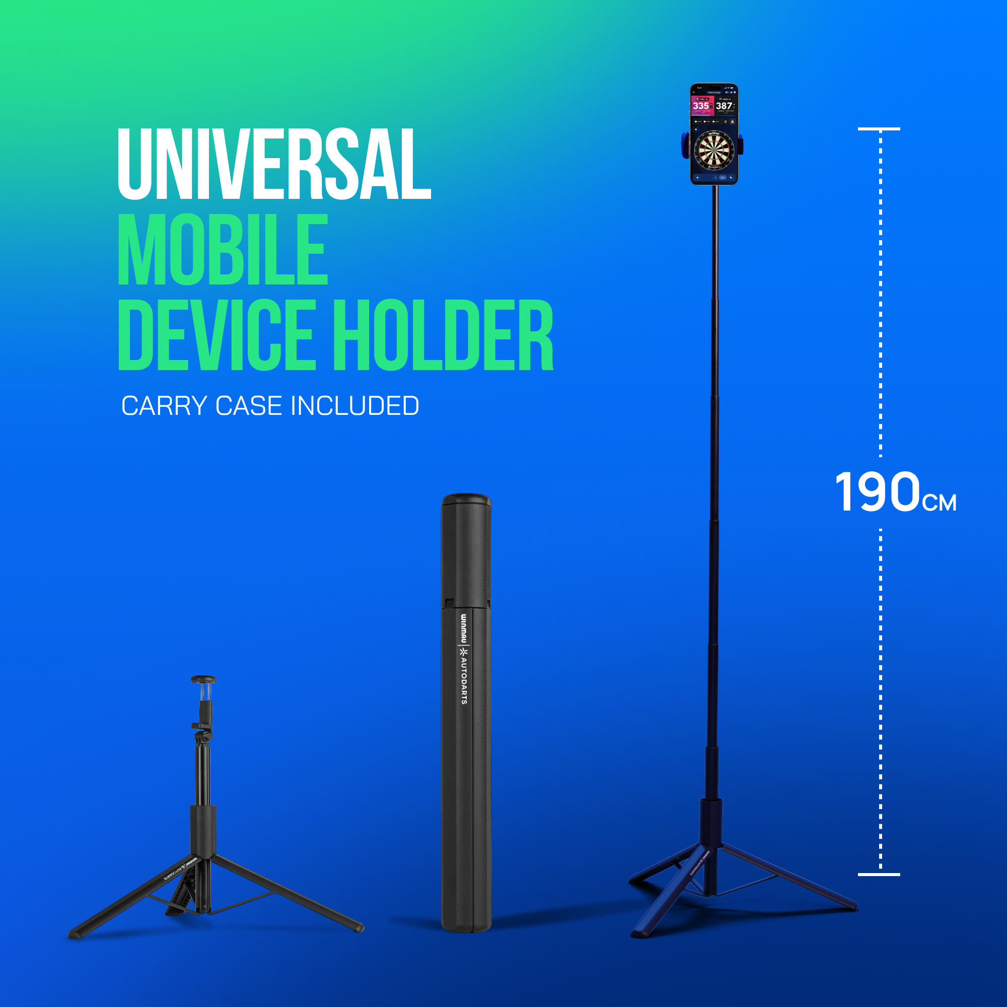 Winmau Autodarts Device Stand & 12 Months Membership Bundle Zu sehen ist das Winmau Device Stand & 12 Monate Membership Bundle. Dieses Bundle eignet sich für Dartfans und enthält einen Ständer sowie eine Jahresmitgliedschaft.