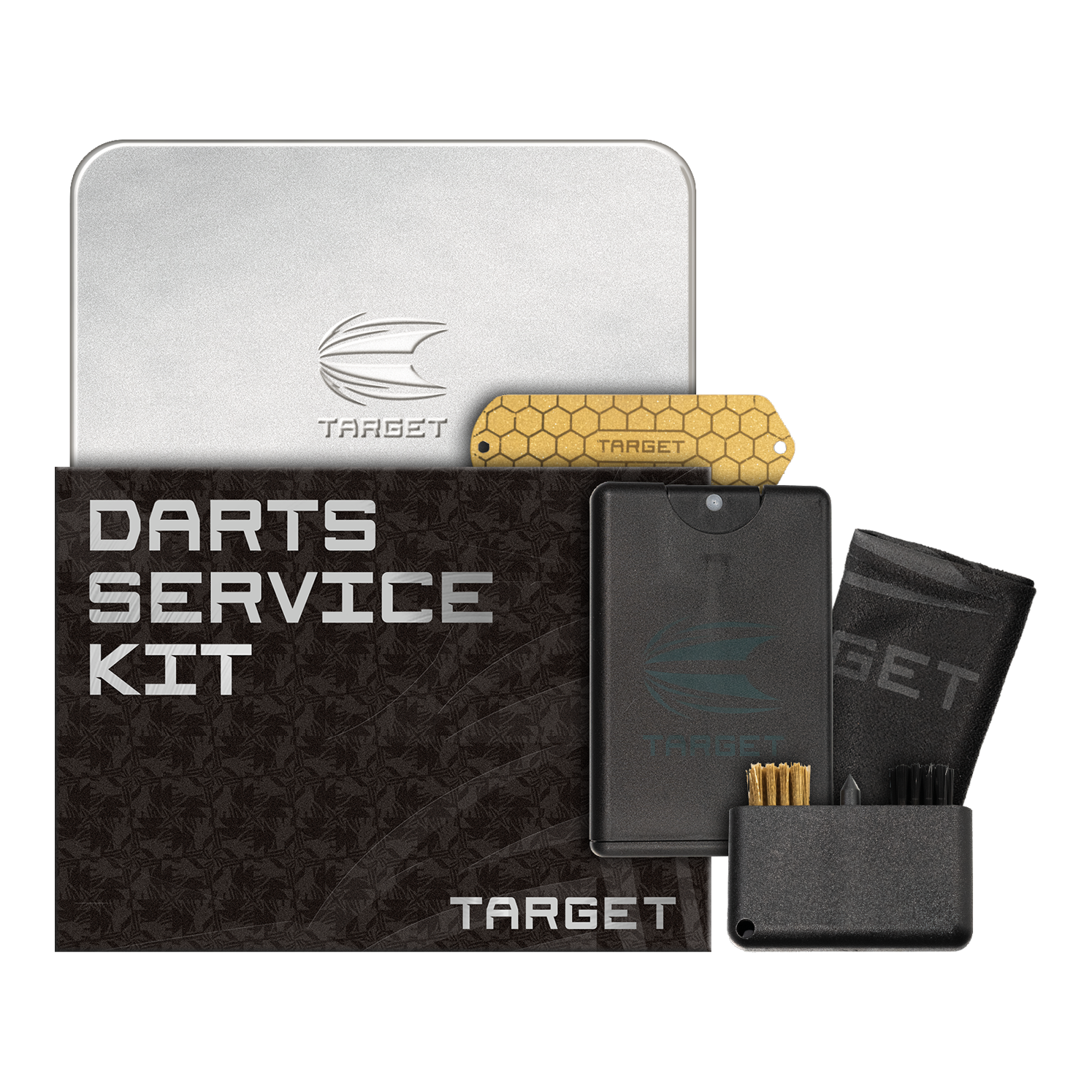 Target Dart Servicing Kit Zu sehen ist das Target Dart Servicing Kit. Dieses Set enthält verschiedene Werkzeuge und Zubehör zum Warten von Darts.