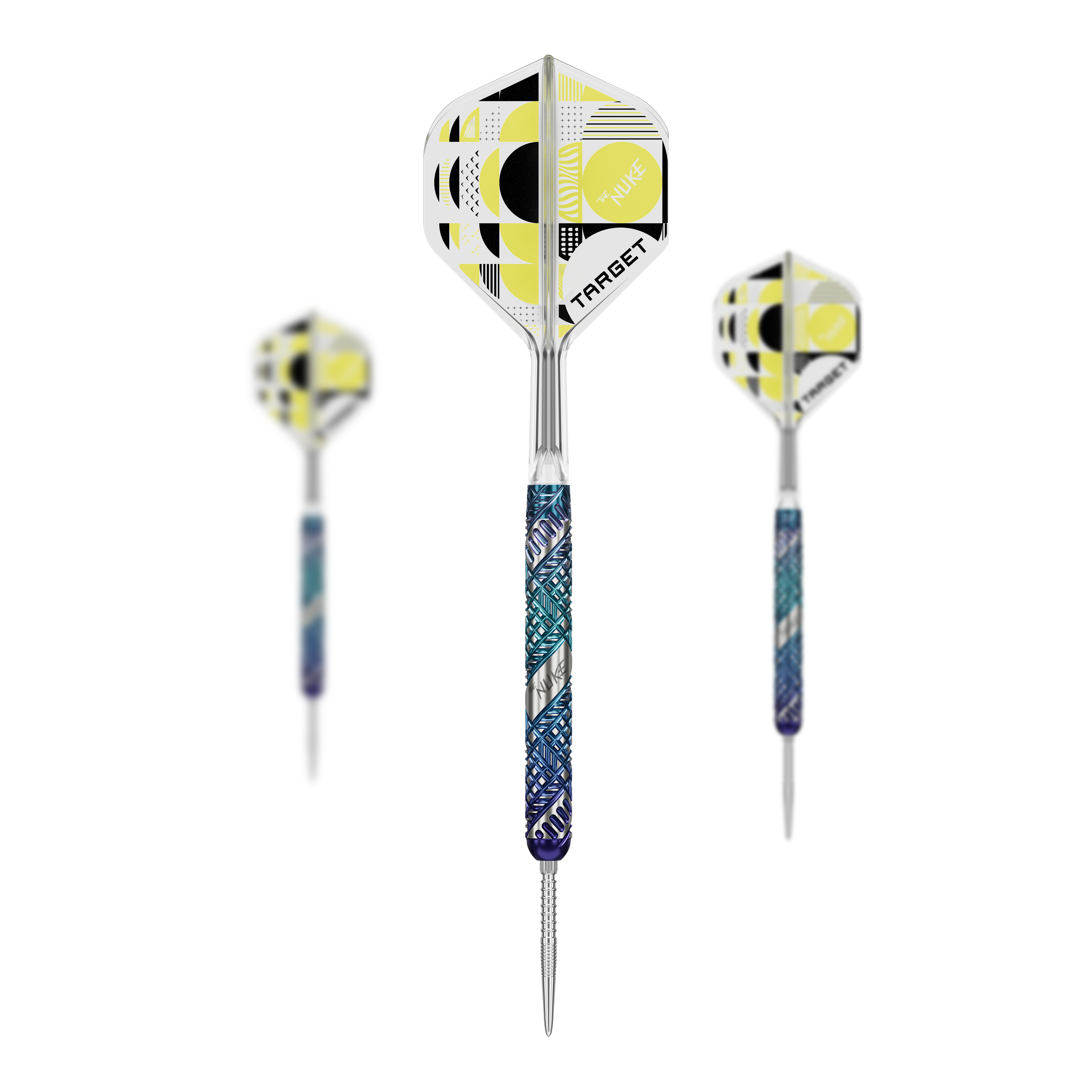 Hier sieht man die Target Luke Littler Egde Swiss Point Steeldarts im Set. Das Set ist ideal für Dartspieler, die professionelle Ausrüstung suchen.