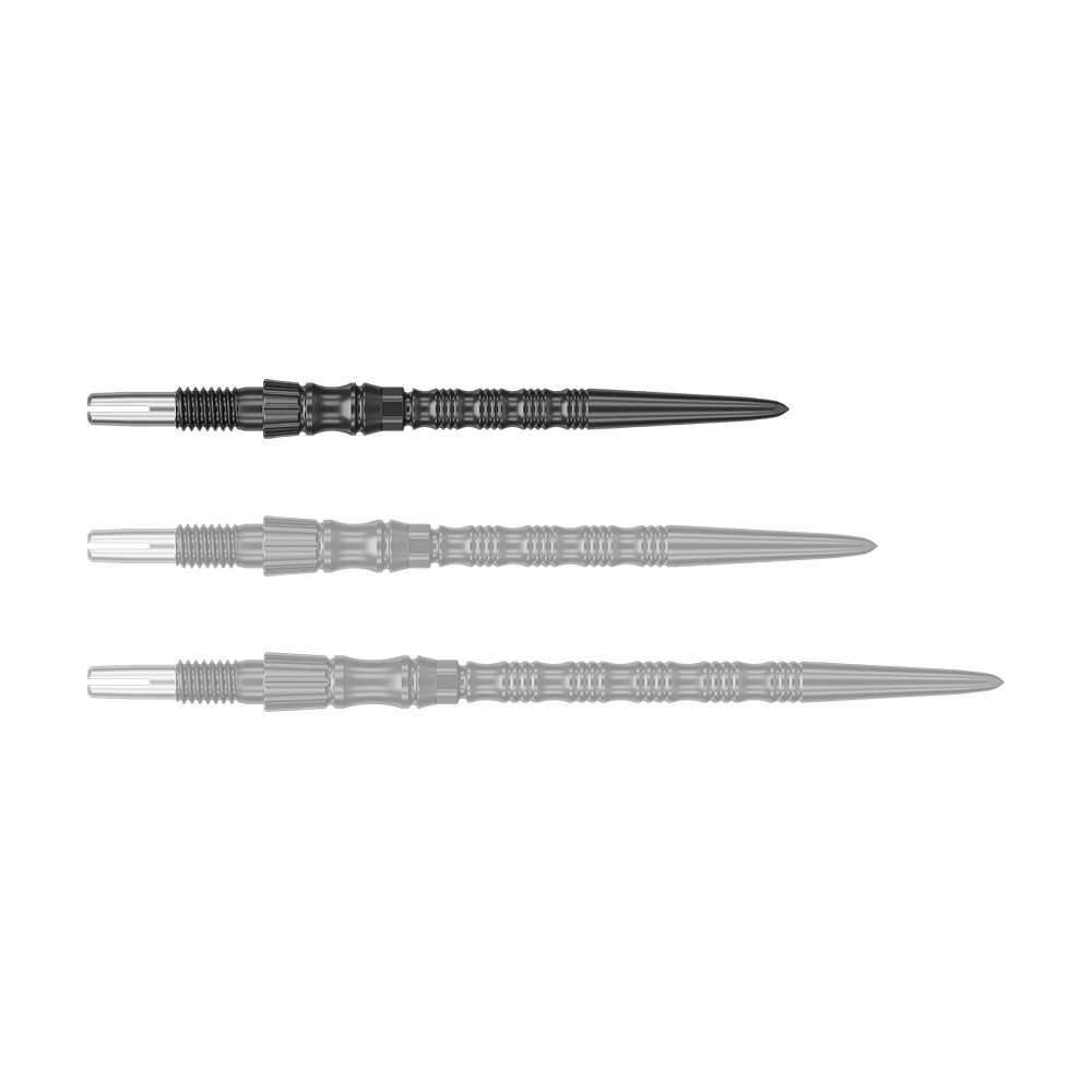 Target Signature Swiss Point TRB Steel Dart Tips - Black Zu sehen ist eine schwarze Dartspitze mit einer Länge von 30mm. Das Produkt ist eine Target SwissPoint Signature TRB Dartspitze.