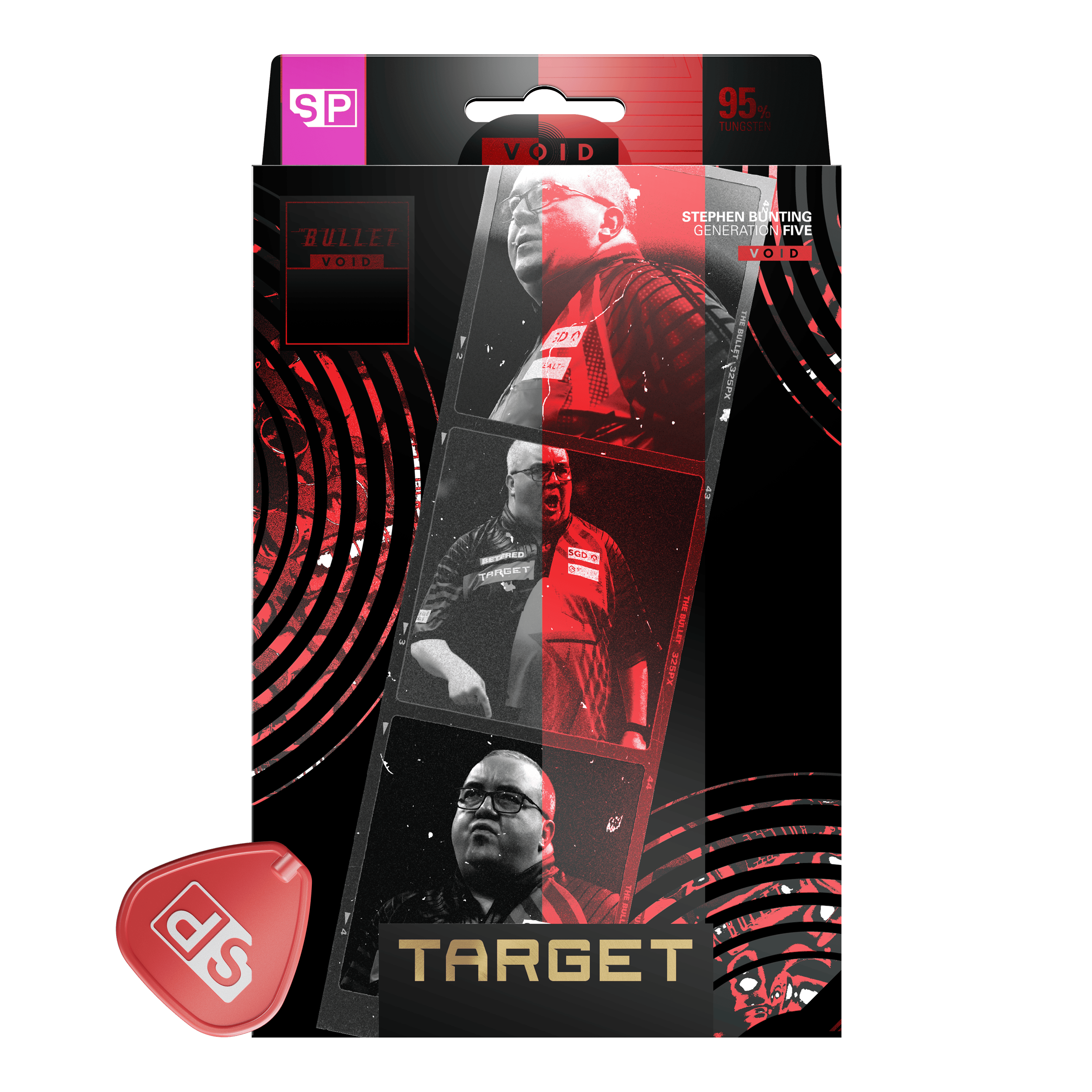 Target Stephen Bunting GEN5 Void Swiss Point Steel Darts Zu sehen sind die Target Stephen Bunting GEN5 Void Swiss Point Steeldarts. Die Darts überzeugen durch ihr markantes Design und ihre gute Griffigkeit.