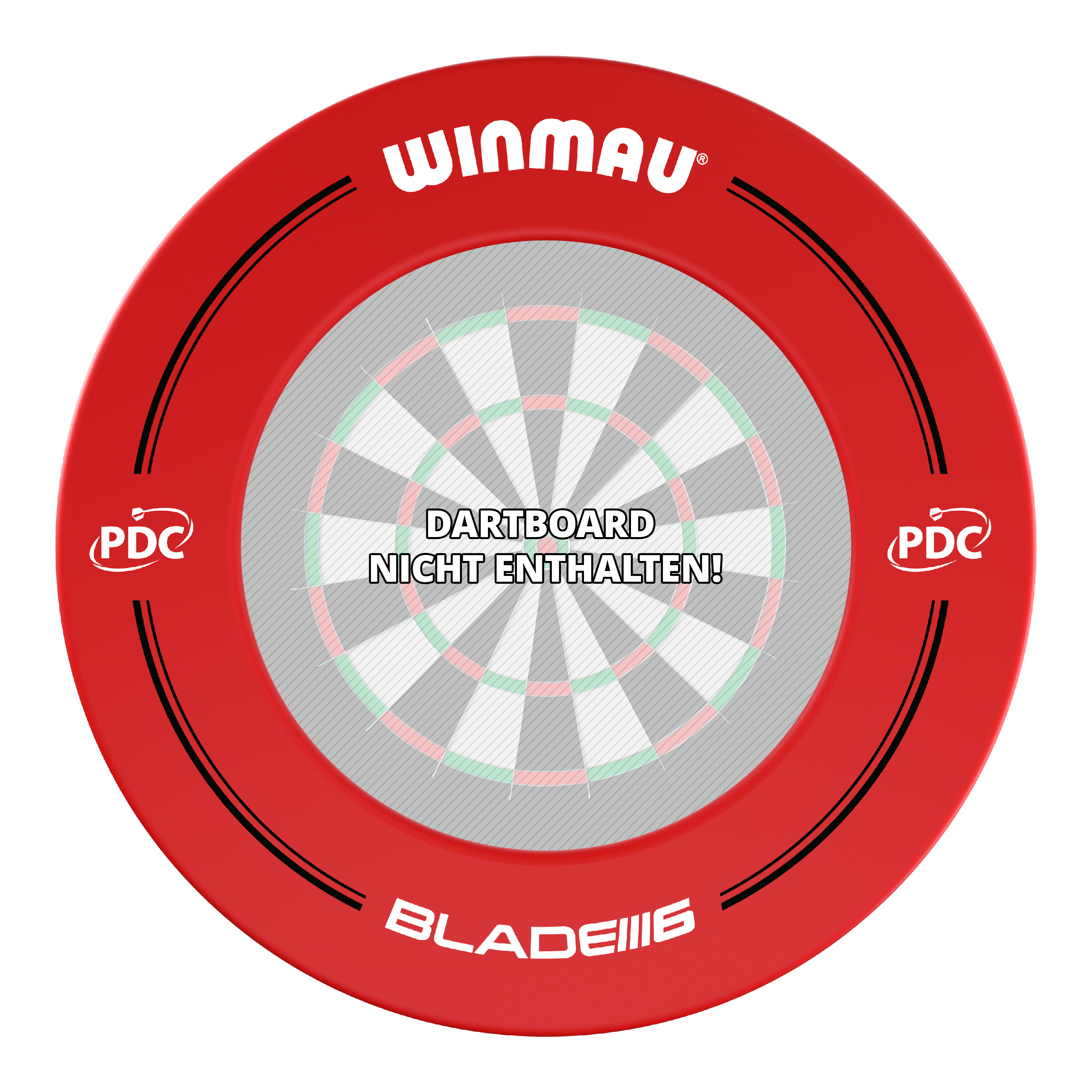 Winmau PDC Dartboard Surround - Red Das Bild zeigt einen roten Winmau PDC Dartboard Surround. In der Mitte steht: "Dartboard nicht enthalten!"