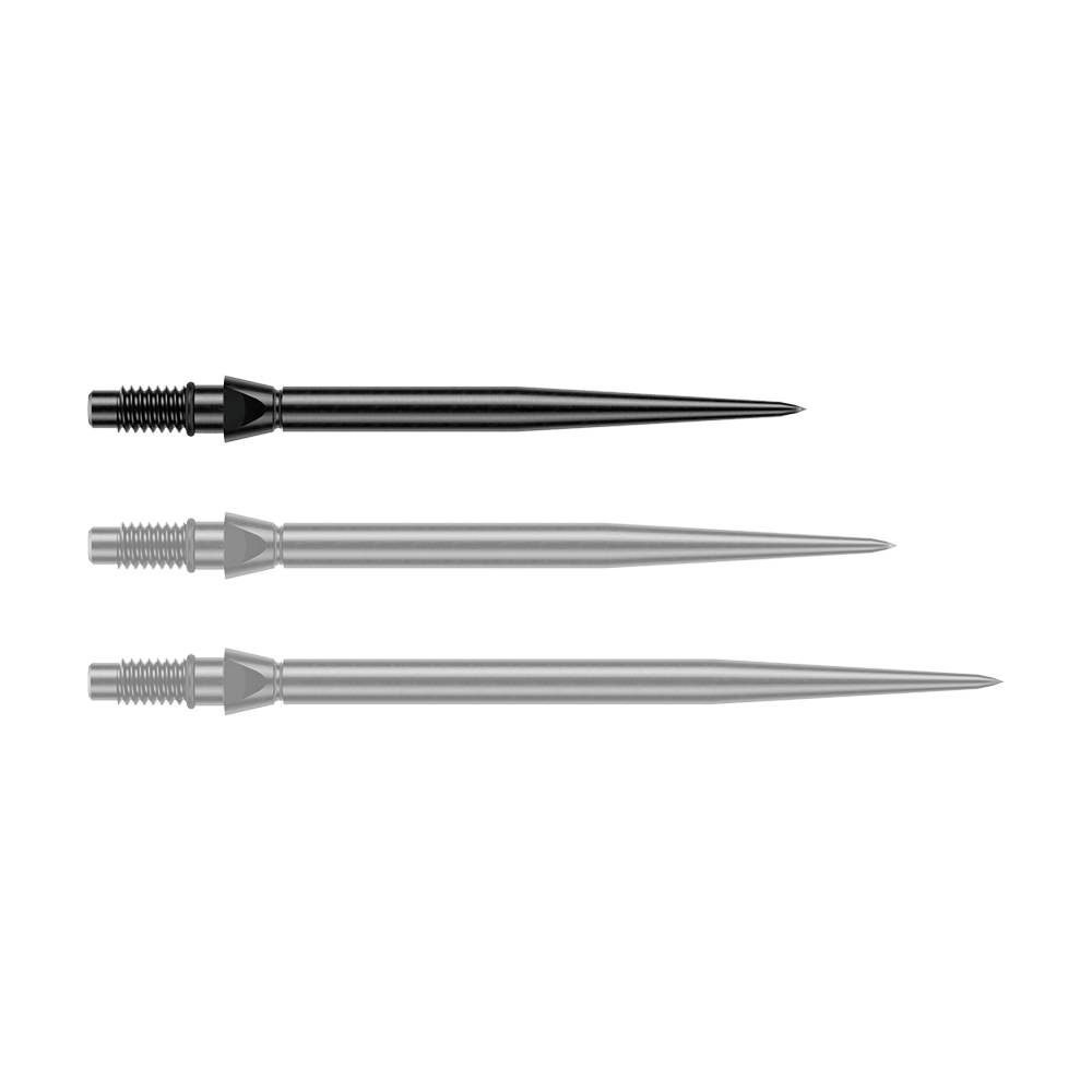 Winmau Switch Point Smooth Steel Dart Tips - Black Schwarze Steeldartspitzen in glatter Ausführung, 26 mm lang. Ein Produktfoto von Winmau Switch Point Steeldartspitzen.