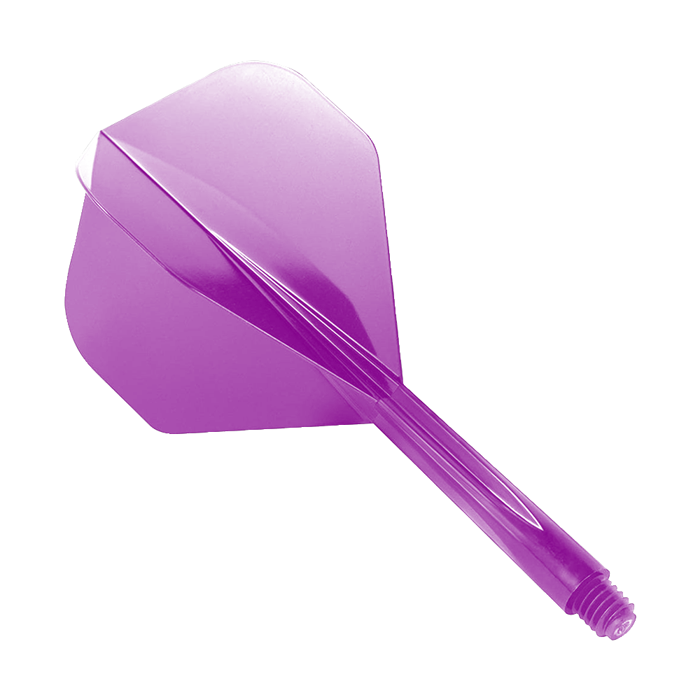 Condor Ax Purple Flight System Standard Auf dem Bild ist ein lilafarbener Dart-Flight mit integriertem Shaft zu sehen. Es handelt sich um das Produkt „Condor Axe Purple Flight-System Standard“.
