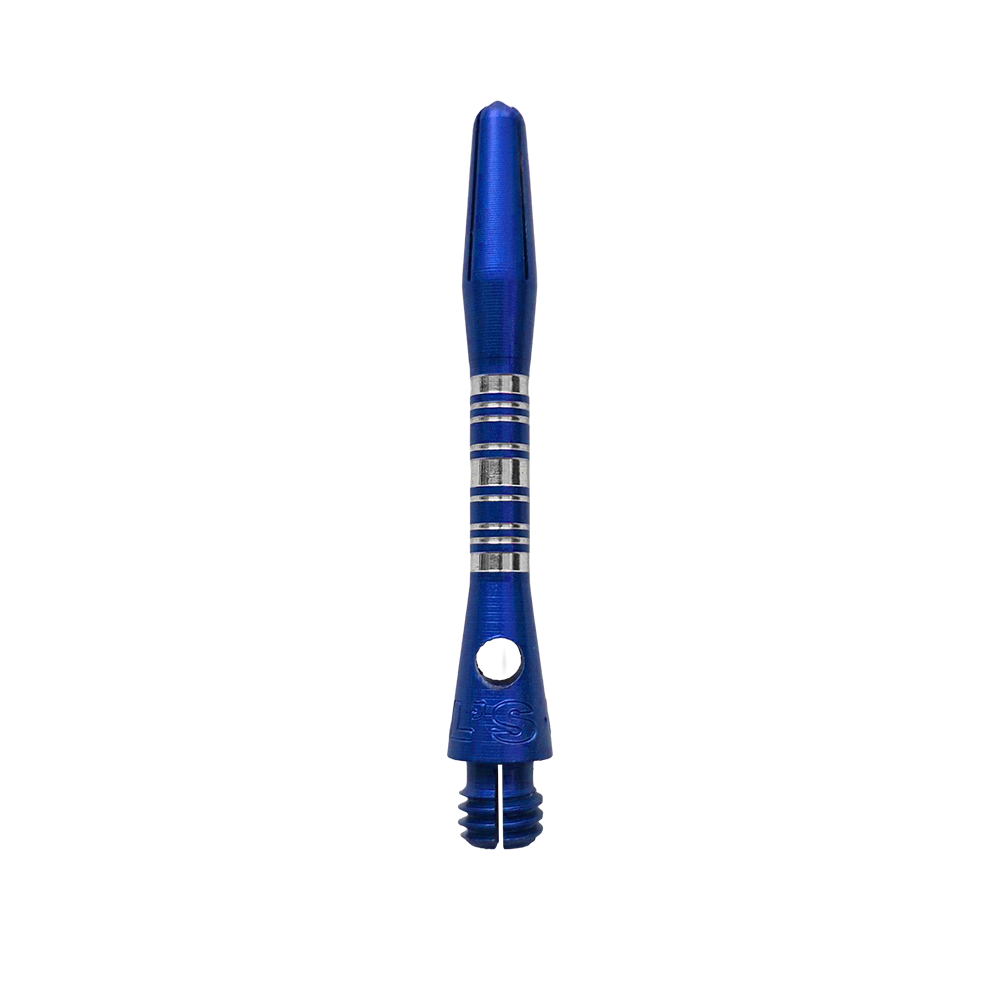 Bulls NL Supra Aluminium Shafts in Blau und 34 mm Länge werden dargestellt. Diese Dartschäfte sind besonders robust und für präzises Werfen geeignet.