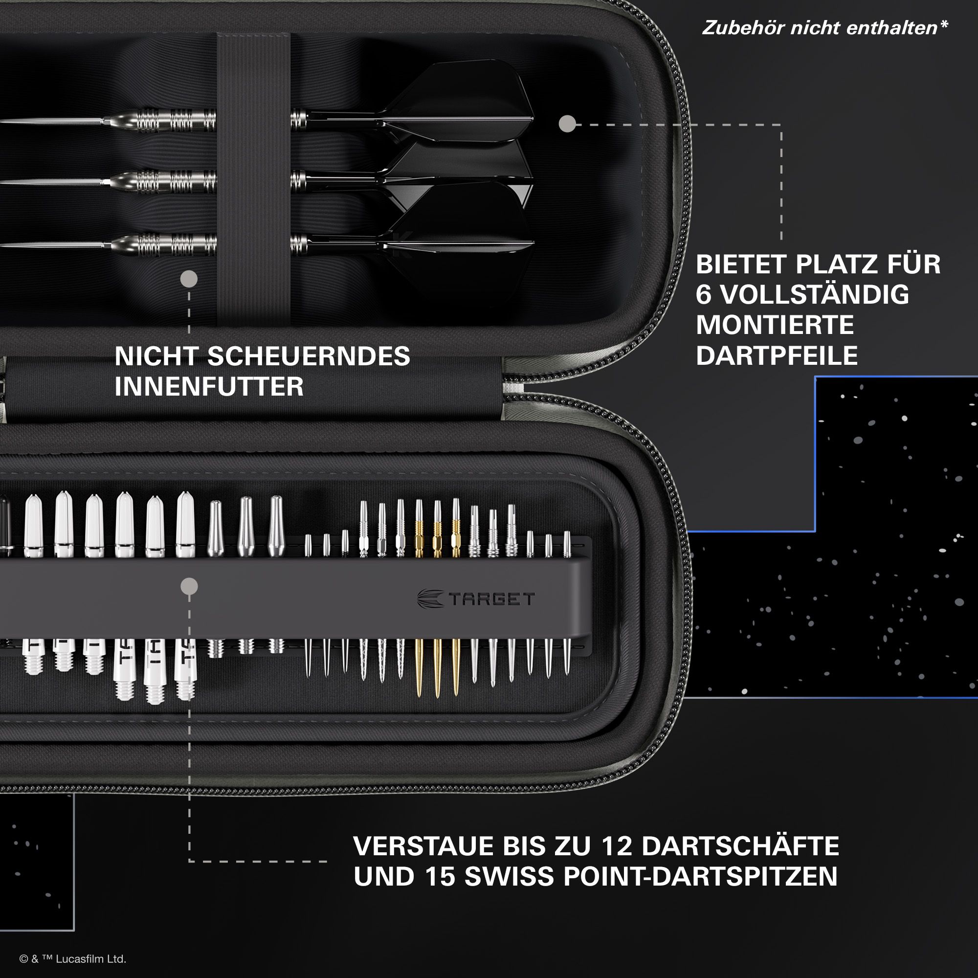 Target Star Wars Boa Dartcase - R2D2 Abgebildet ist das Target Star Wars Boa Dartcase - R2D2. Dies ist eine Darttasche im Stil von R2D2 aus Star Wars.