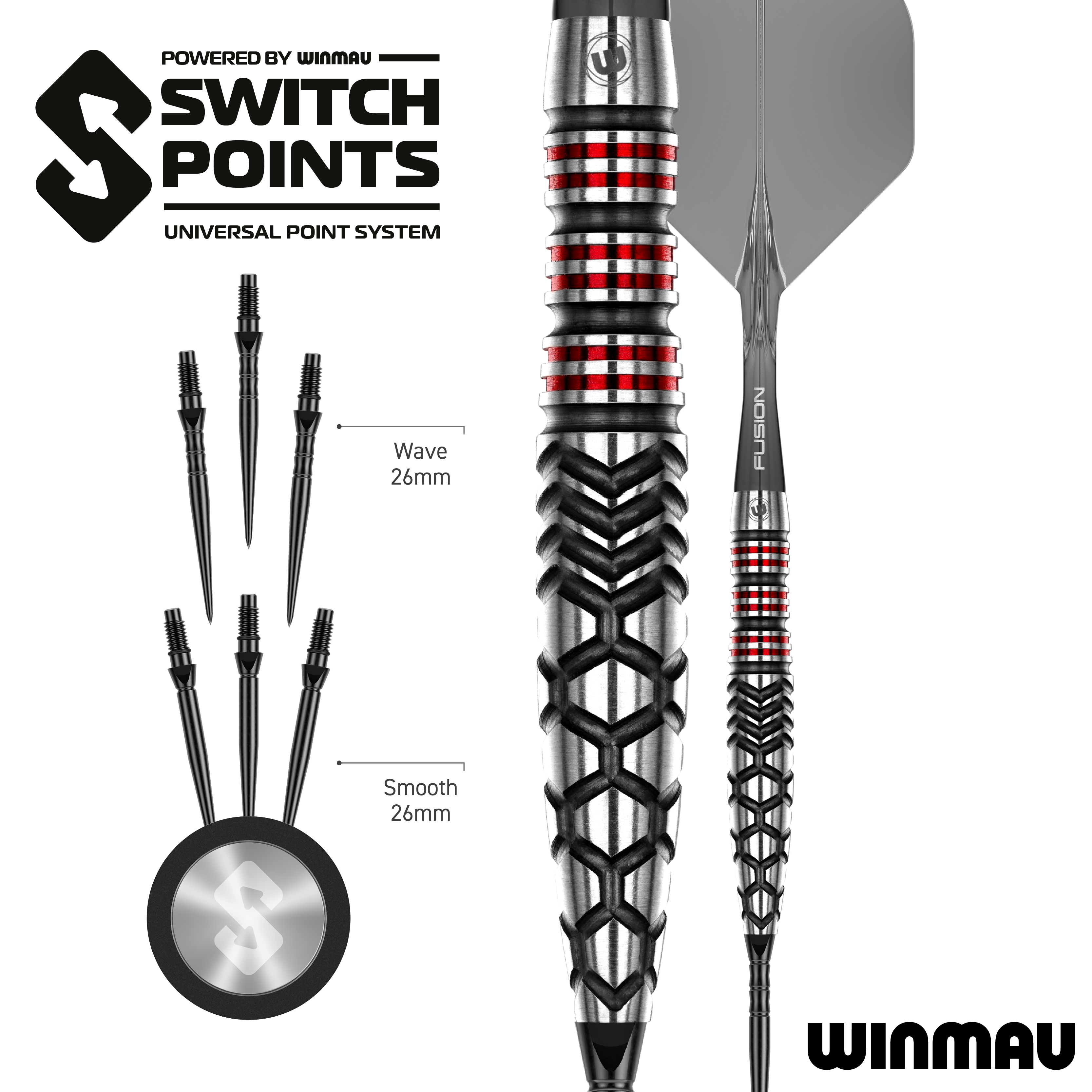 Winmau Fornax Torpedo Switch Points Steeldarts Das Bild zeigt die Winmau Fornax Torpedo Switch Points Steeldarts. Diese Steeldarts sind speziell für hohe Präzision und Leistung entwickelt.