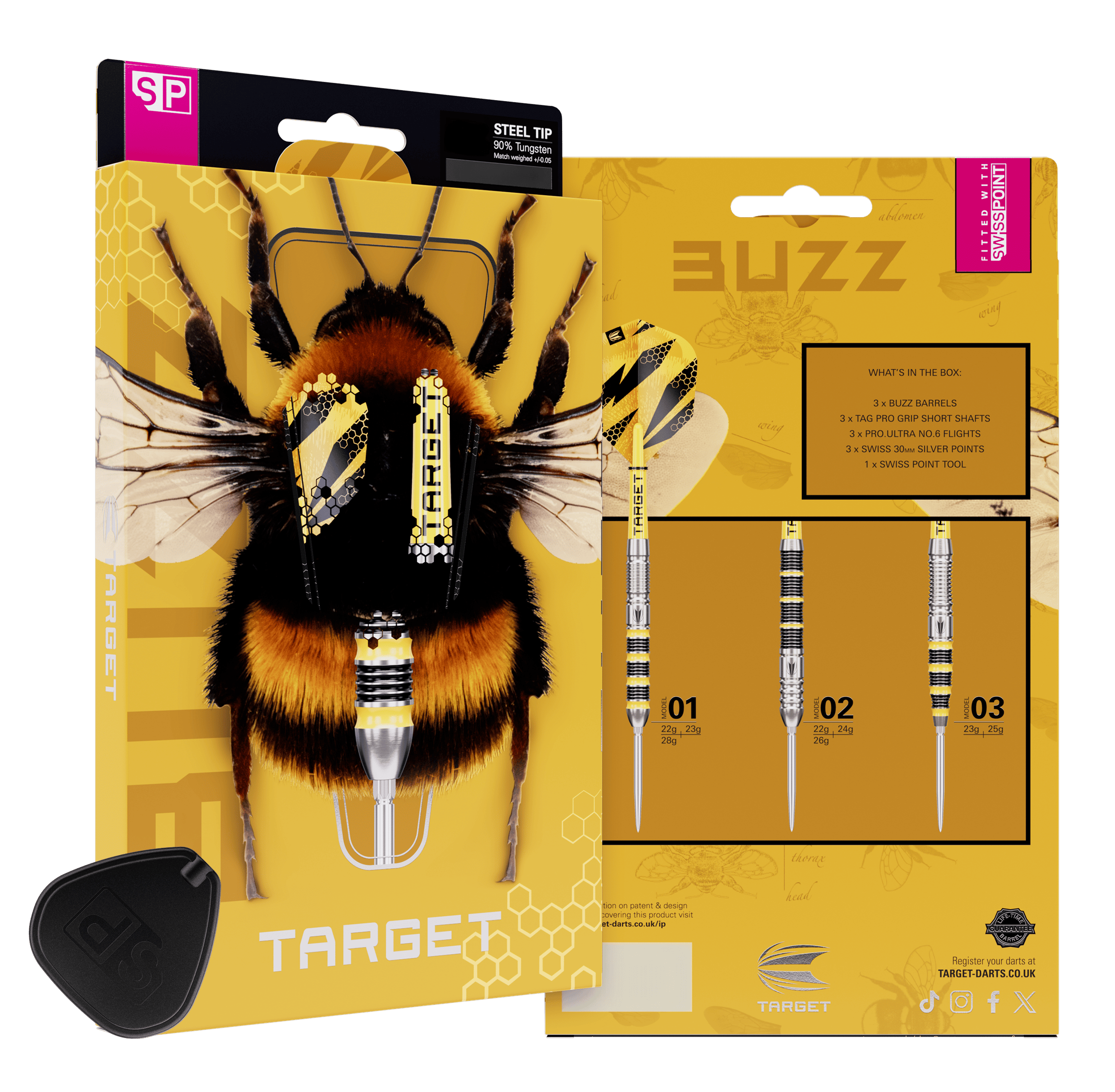 Target Buzz 01 Swiss Points steel darts Hier sieht man Target Buzz 01 Swiss Points Steeldarts. Die Darts zeichnen sich durch ihr spezielles Swiss Points System aus.