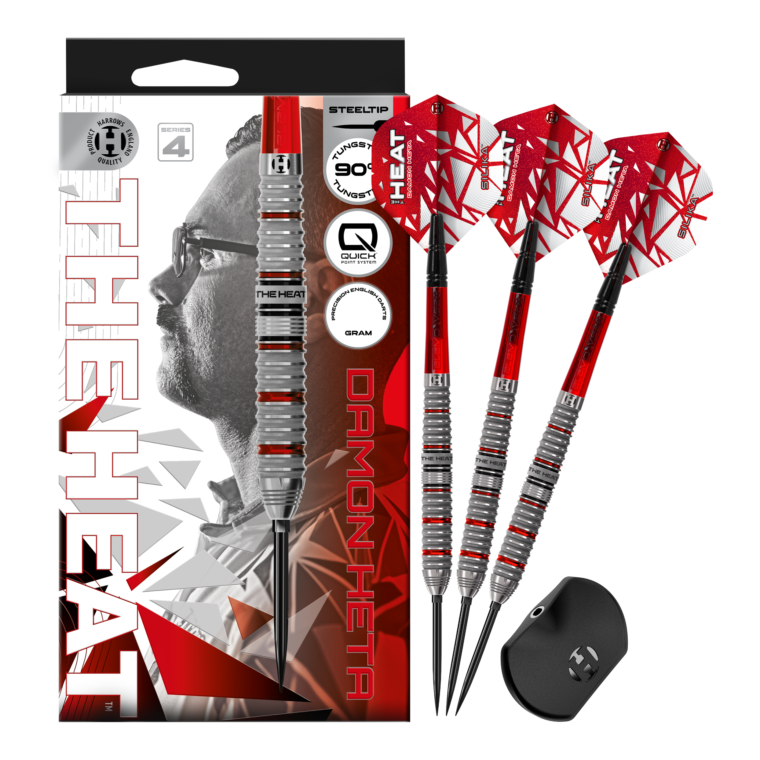 Harrow's Damon Heta Series 4 Quick Point steel darts Hier wird das Set Harrows Damon Heta Series 4 Quick Point Steeldarts präsentiert. Das Produkt besticht durch Präzision und robuste Verarbeitung.