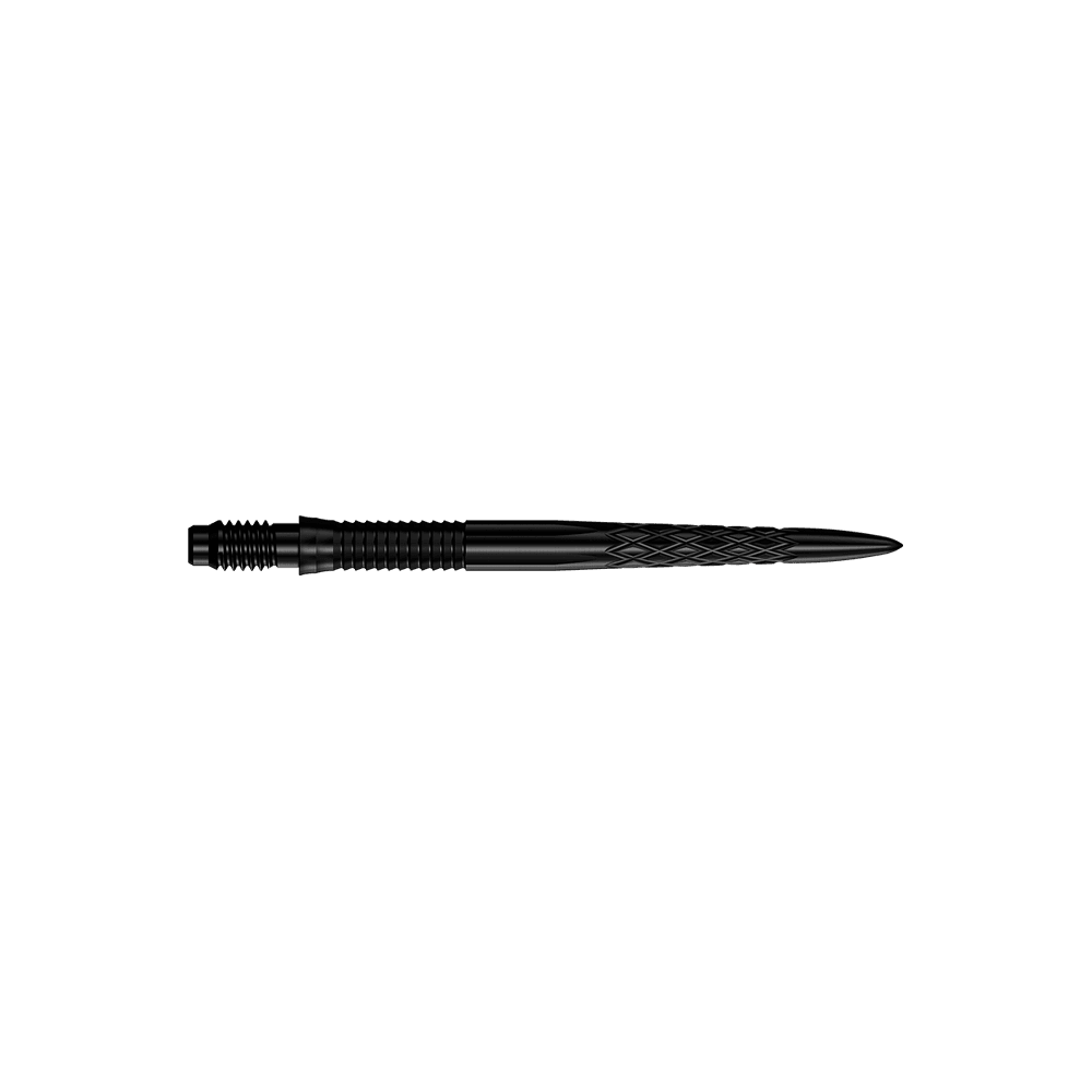 Mission R2.5 Rapid Point DSX Dart Tips - Black Abgebildet sind schwarze Dartspitzen mit einer Länge von 30 mm. Die Spitzen liegen parallel zueinander.