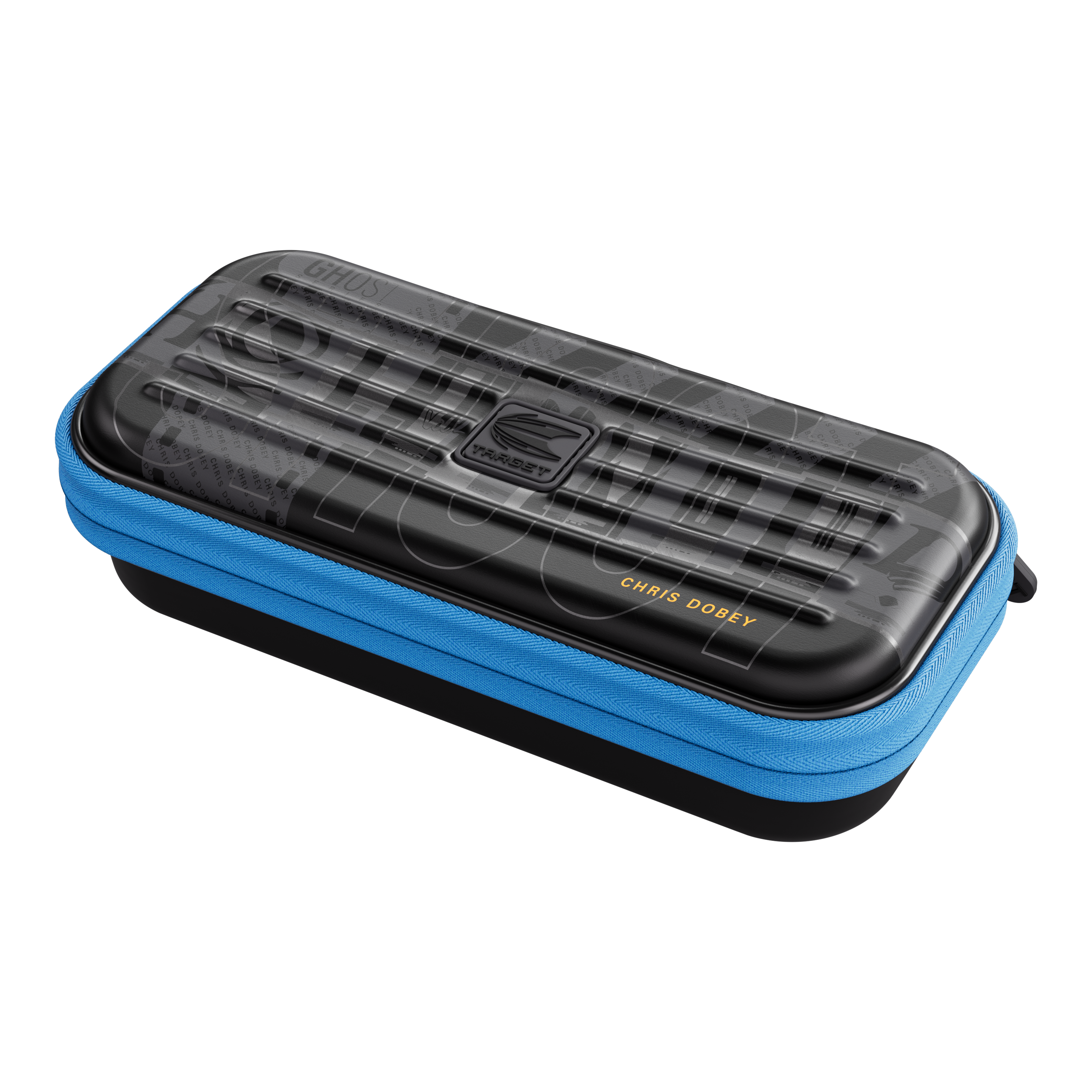 Gezeigt wird das Takoma Ghost Series Chris Dobey Dartcase. Das robuste Etui eignet sich ideal zur Aufbewahrung von Darts.