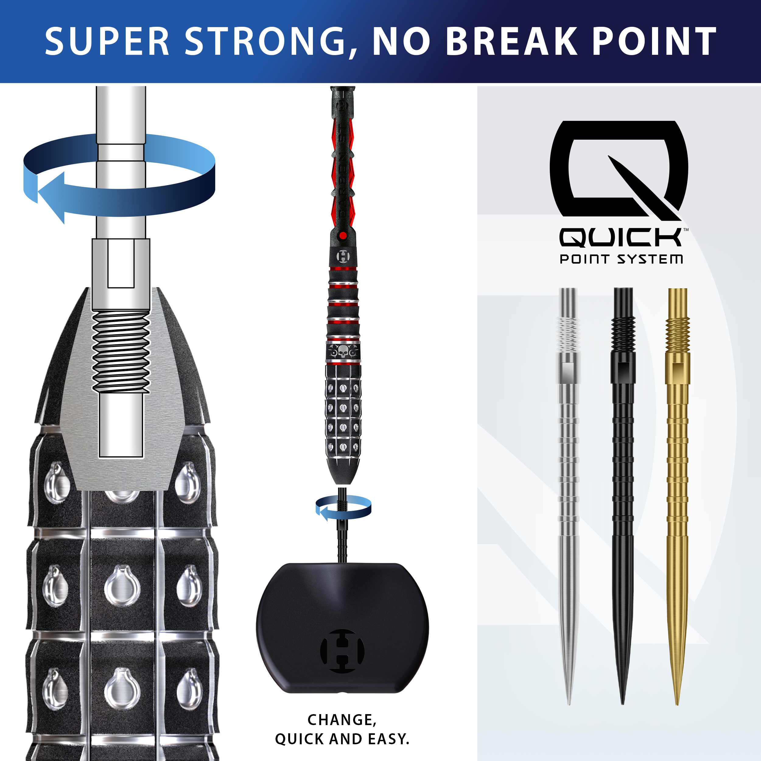 Harrows Quick Point Heavy Metal Dart Tips - Gold Harrows Quick Point Heavy Metal Dartspitzen in Schwarz sind abgebildet. Sie werden für das Dartspiel genutzt.