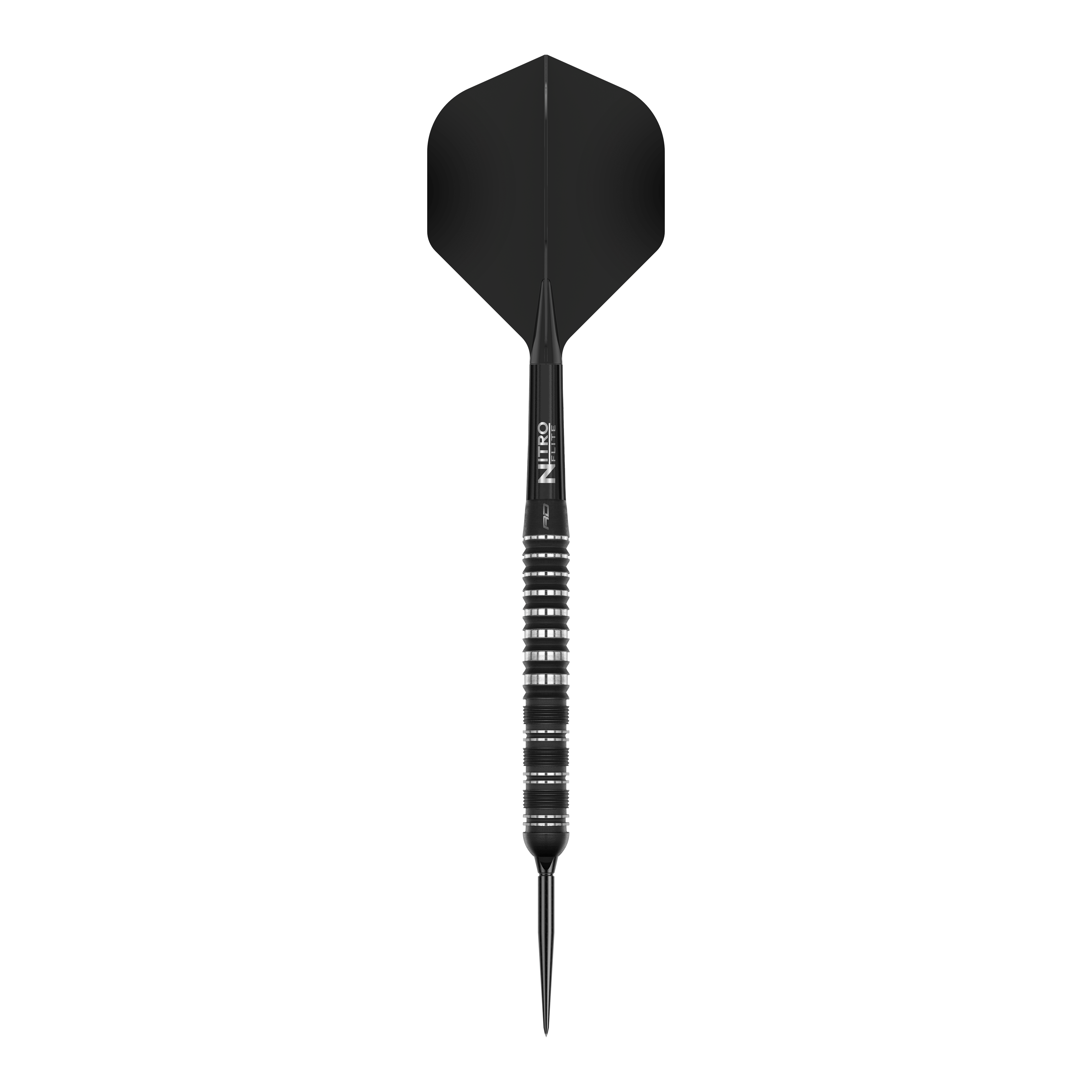 Red Dragon Sable Parallel Switch Point Steel Darts Das Bild zeigt die Red Dragon Sable Parallel Switch Point Steeldarts. Drei silberne Darts sind nebeneinander angeordnet gezeigt.