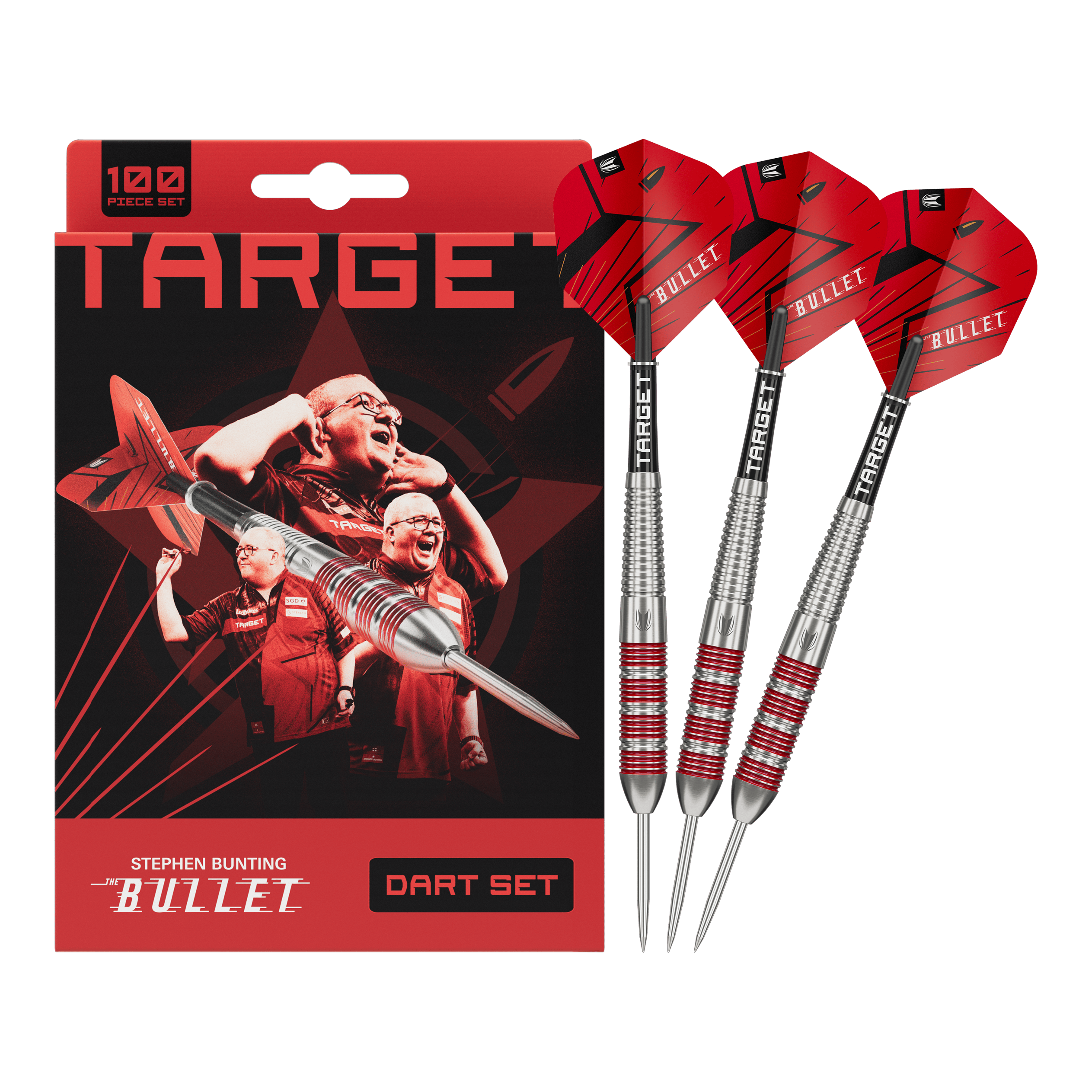 Target Stephen Bunting Bullet 100 Piece Brass Steeldart Set - 22g Target Stephen Bunting Bullet 100 Piece Brass Steeldart Set - 22g