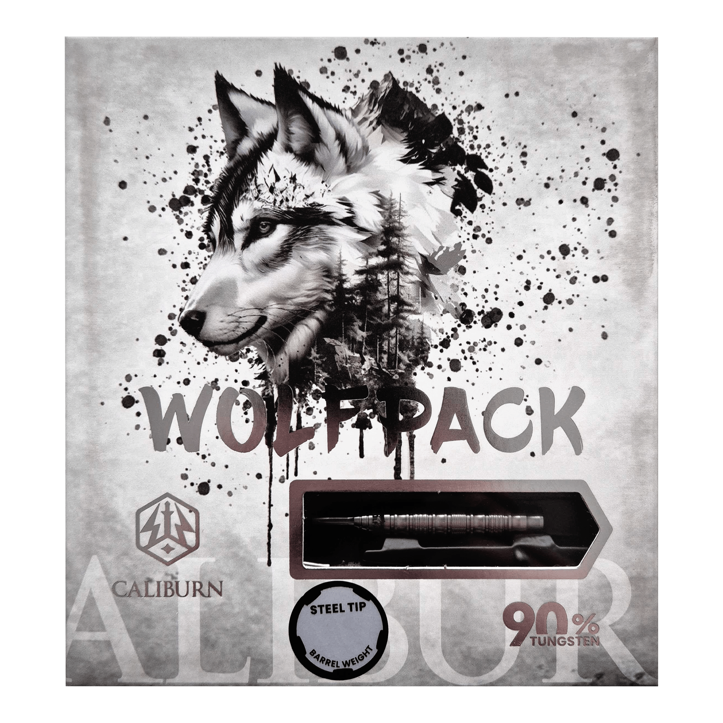 Caliburn Wolfpack W5 steel darts - 22g Abgebildet ist das Produkt Caliburn Wolfpack W5 Steeldarts - 22g. Es handelt sich um hochwertige Steeldarts für Präzisionswürfe.