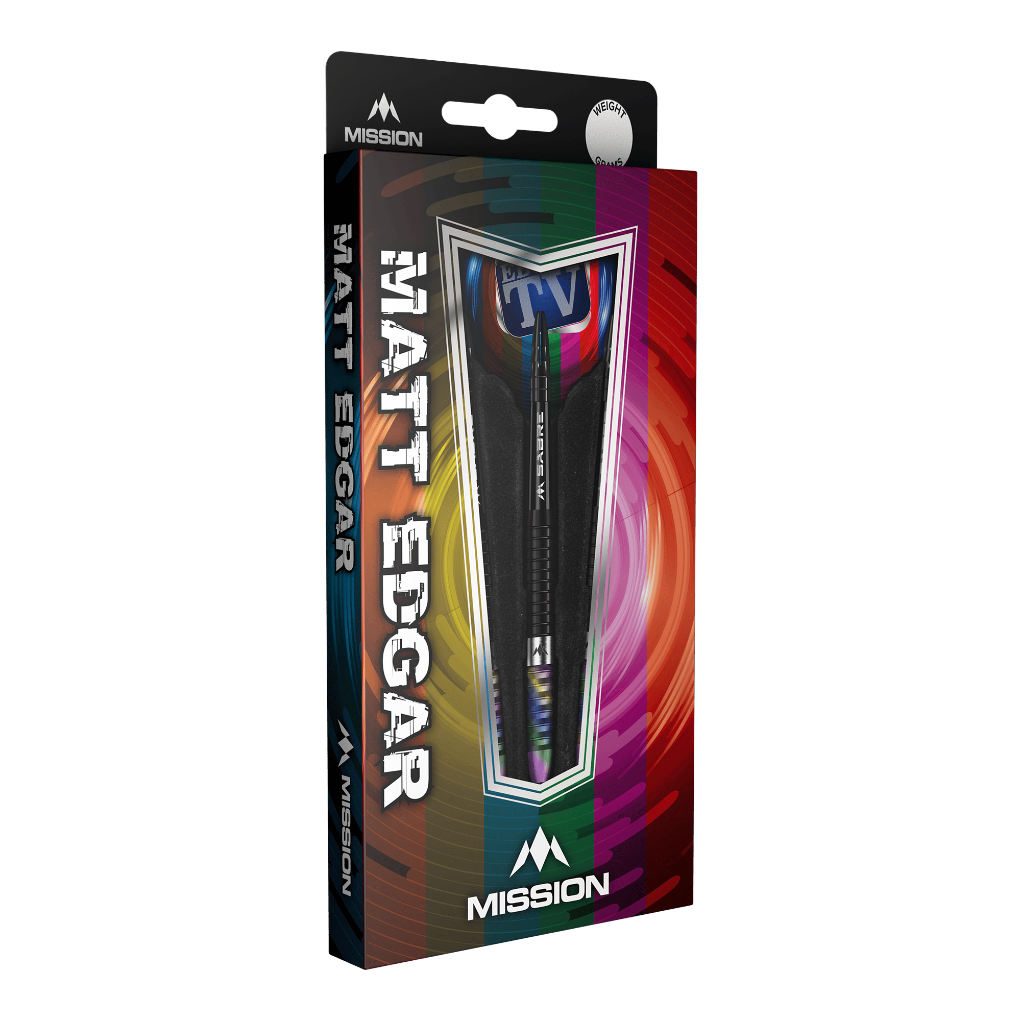 Mission Matt Edgar Steeldarts Die Abbildung zeigt die Mission Matt Edgar Steeldarts in ihrer Verpackung. Die Verpackung ist bunt gestaltet und zeigt den Namen des Produkts deutlich auf der Vorderseite.