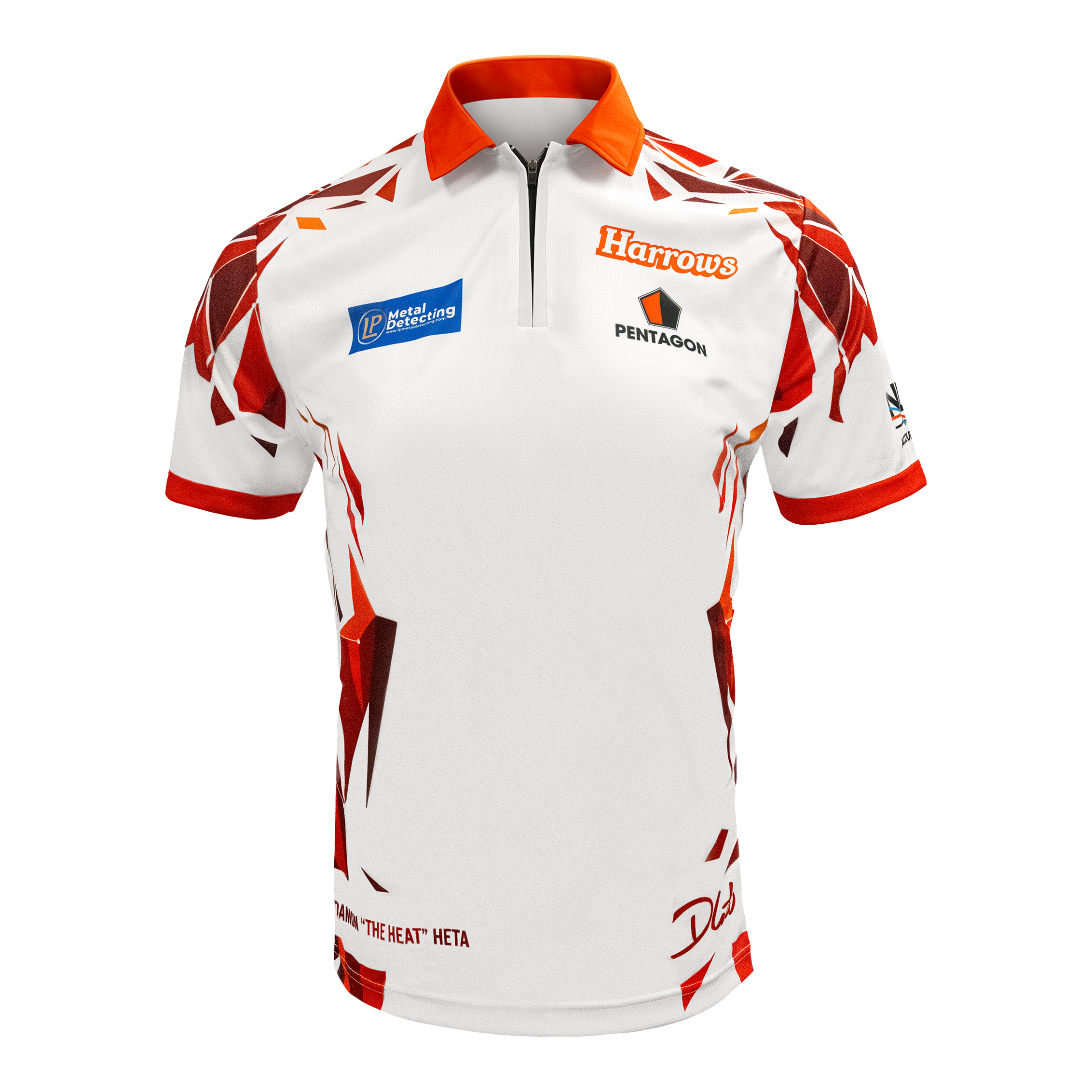 Harrow's Damon Heta player shirt Hier sieht man das Harrows Damon Heta Playershirt. Das Shirt ist für Dartspieler gemacht.