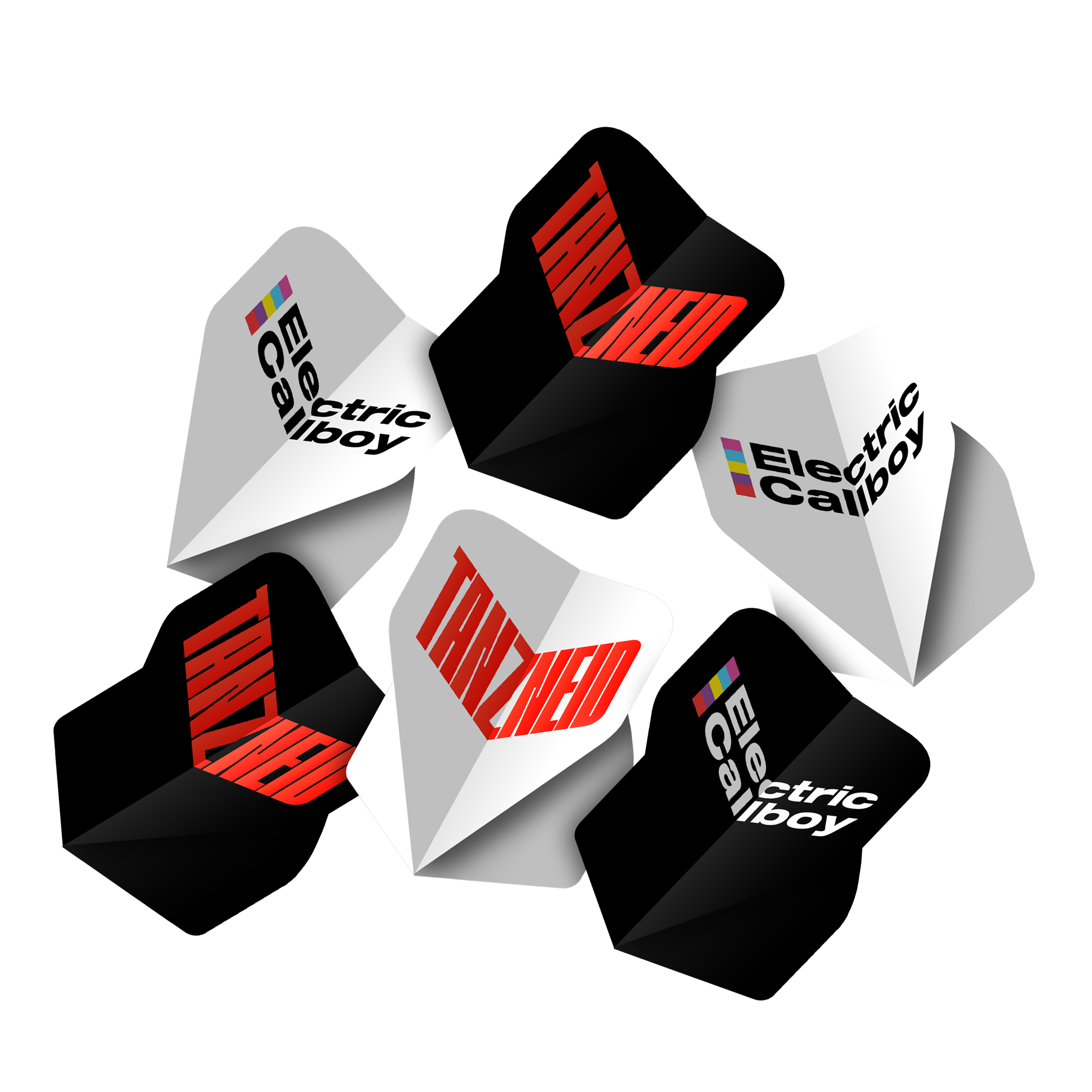 Hier sieht man das Electric Callboy Tanzneid Flight Pack - 10 Sets. Es handelt sich um ein Set mit mehreren Flight Packs.