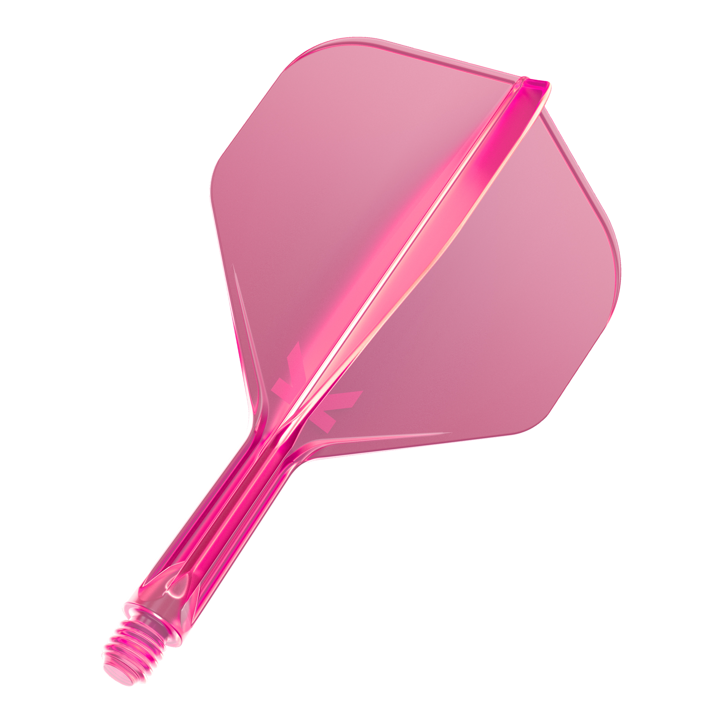 Target K-Flex No2 Standard Flight System - Neon Pink Das Bild zeigt ein neonpinkes Dart-Flight-System. Es besteht aus einem Schaft mit aufgesetztem Flight in moderner, transparenter Optik.
