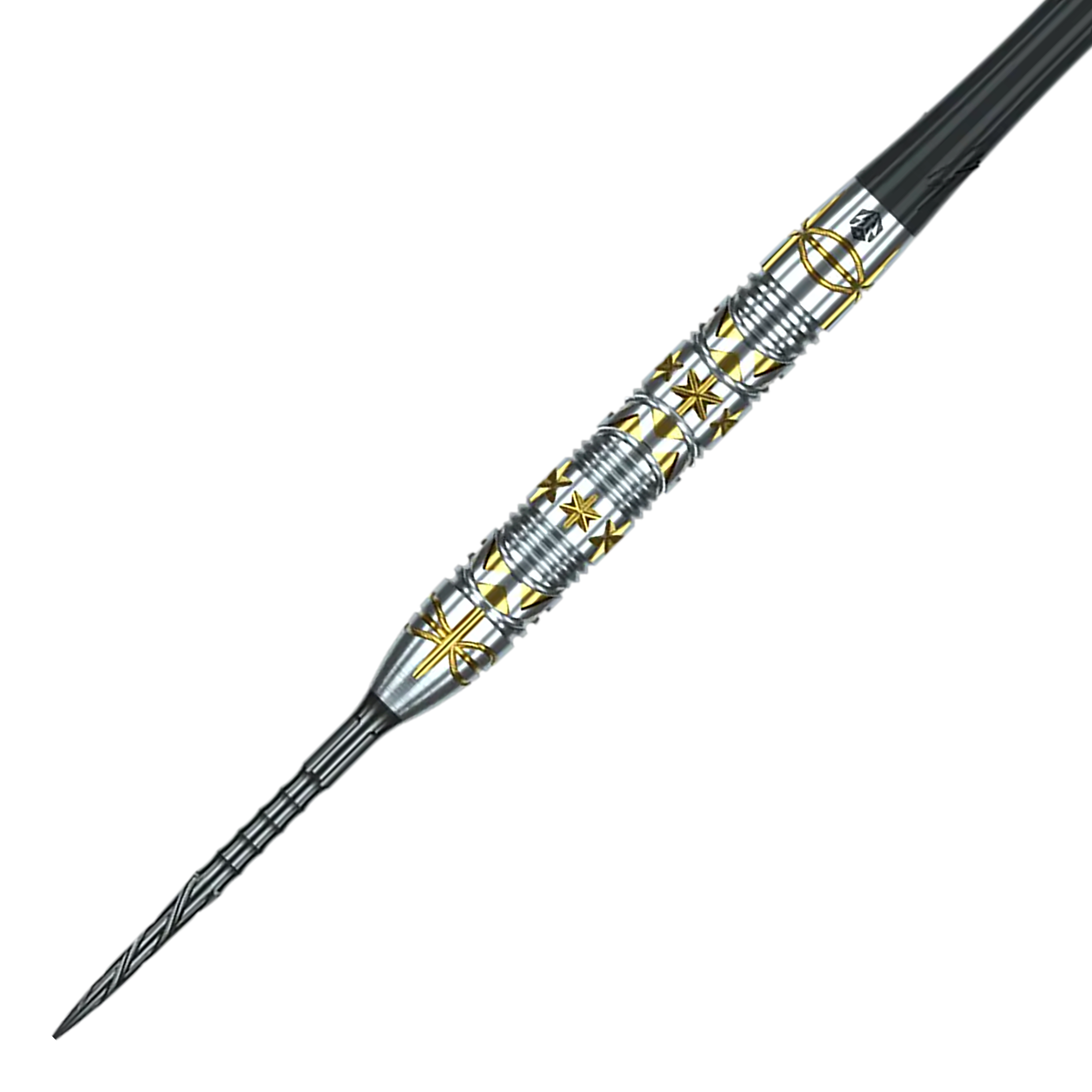 Das Bild zeigt die Caliburn Halo H1 Steeldarts mit einem Gewicht von 22,5 g. Die Darts haben ein elegantes Design und sind besonders für präzise Würfe geeignet.