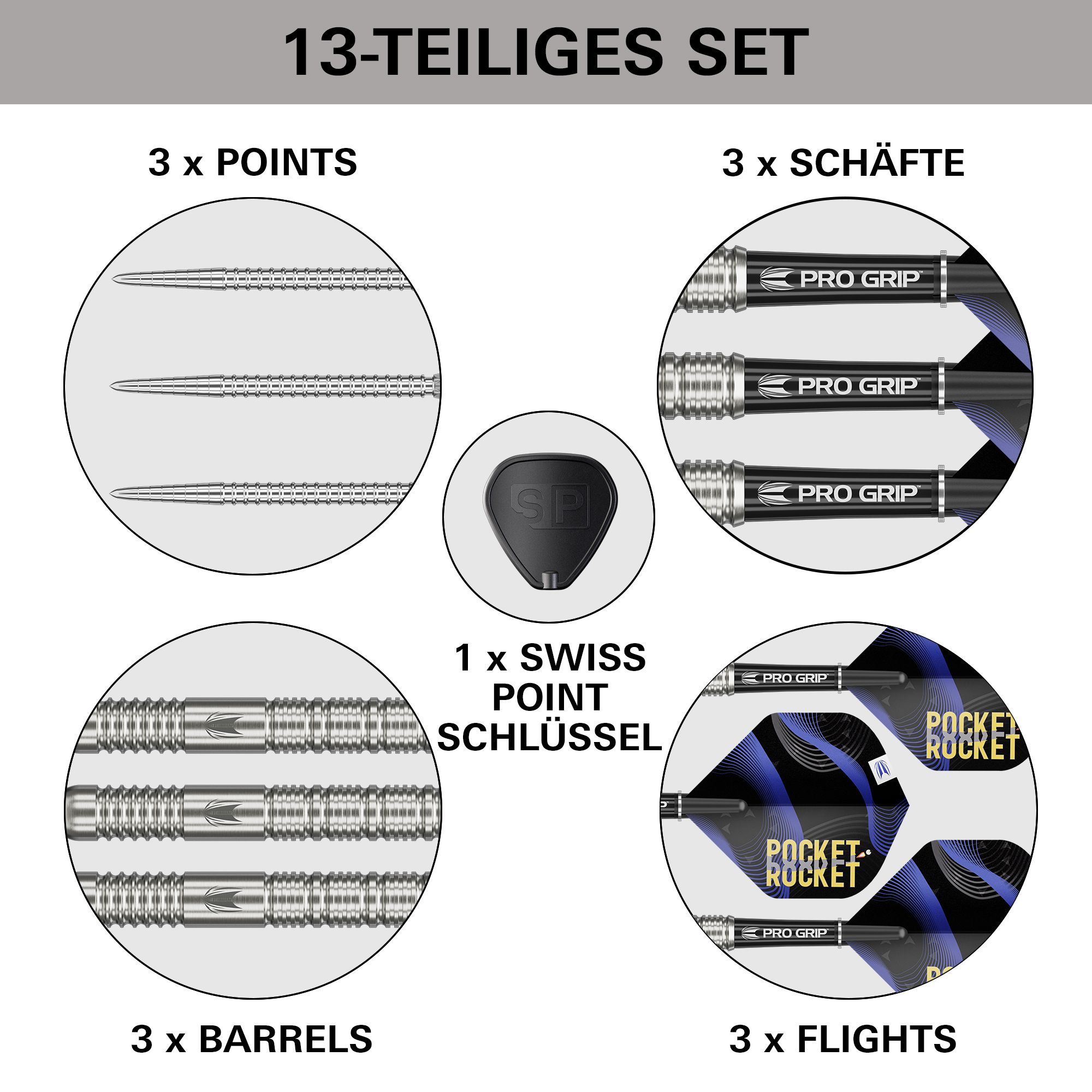 Target Justin Hood Swiss Points Steeldarts - 23g Auf dem Bild befindet sich Target Justin Hood Swiss Points Steeldarts - 23g. Das Set richtet sich an fortgeschrittene Dartspieler.