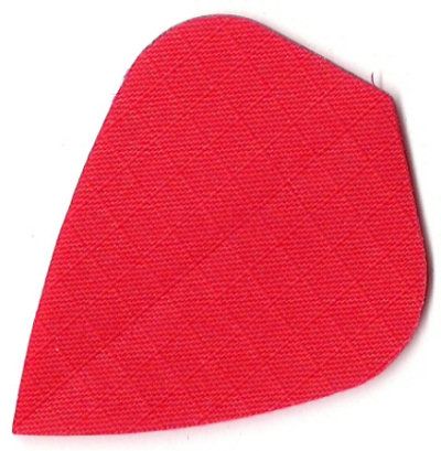 N15 Das Bild zeigt das Produkt "Nylon-Stoff Flights N15". Es handelt sich um einen roten, texturierten Flight aus Nylonstoff, der für Darts verwendet wird.