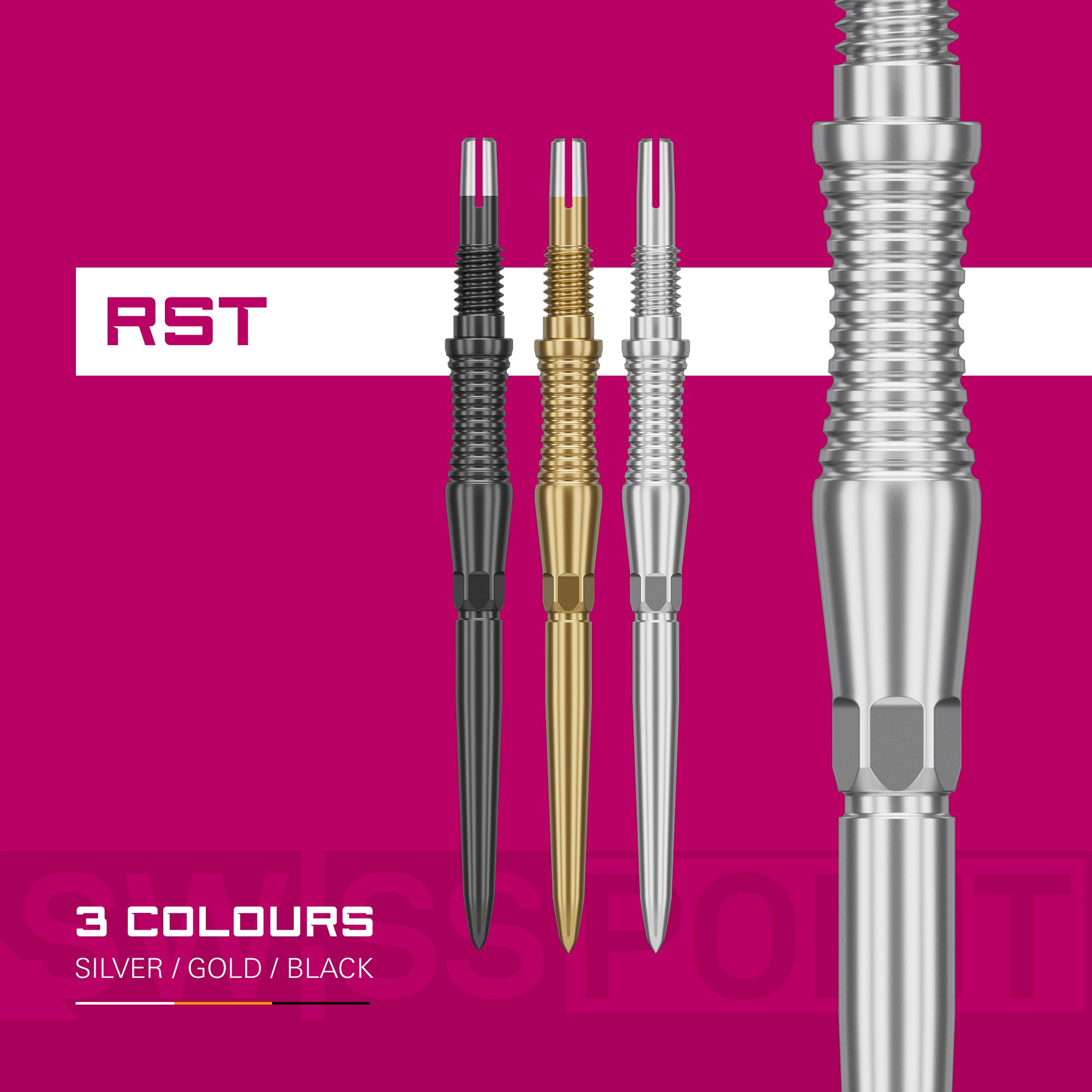 Target Swiss Point Dart Tips Signature RST - Gold Dieses Foto stellt die Target Swiss Point Dartspitzen Signature RST - Gold dar. Die Spitzen bieten ein elegantes Design für professionelle Darts.