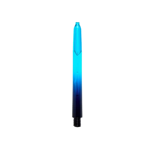 Pentathlon Vignette Plus Shafts black/cyan Das Bild zeigt einen Pentathlon Vignette Plus Shaft in den Farben Schwarz und Cyan. Der Schaft hat ein Farbverlauf-Design, das von unten nach oben von Schwarz zu Cyan wechselt.