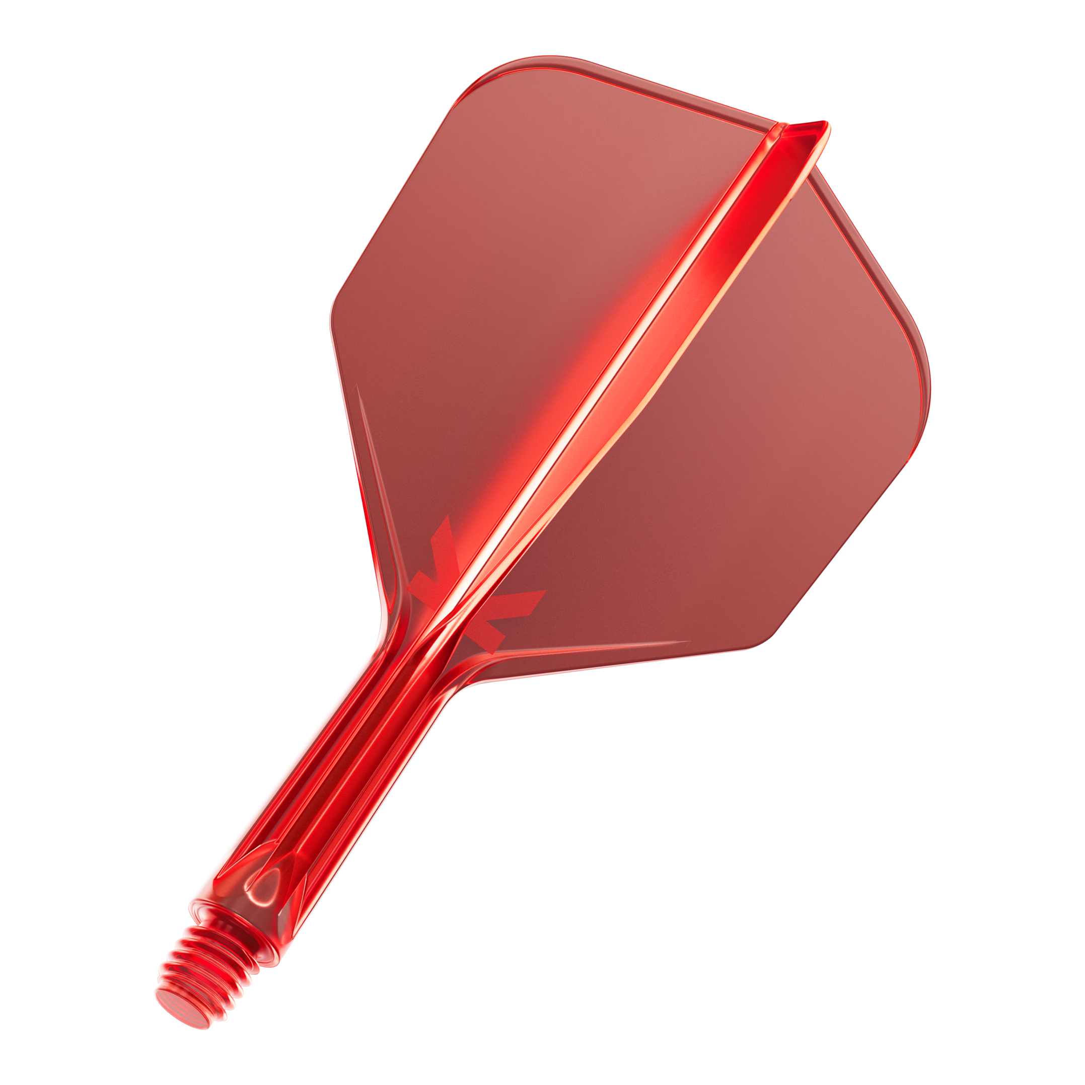 Target K-Flex No6 Flight System - Red Das Bild zeigt einen roten Dartflug mit integriertem Schaft. Der Dartflug hat eine glänzende Oberfläche und ist aus Kunststoff gefertigt.