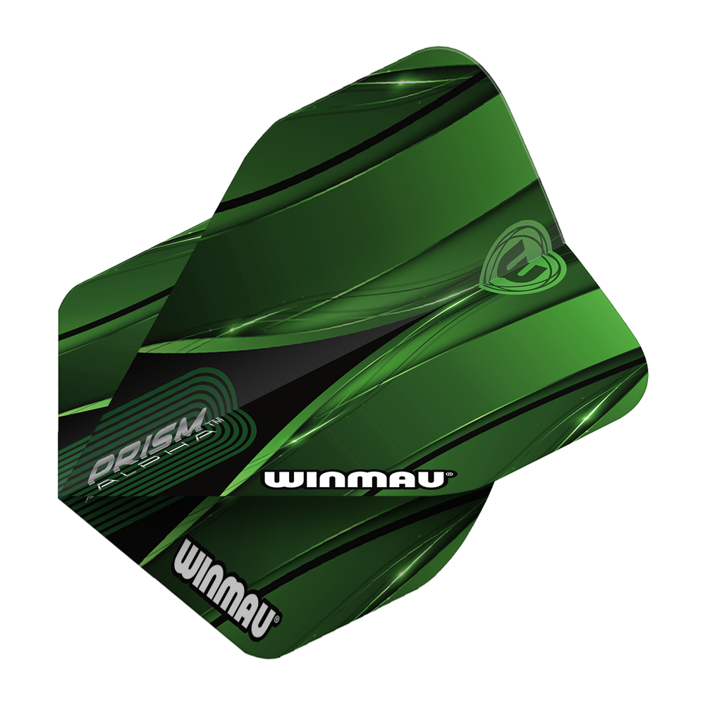 Winmau Alpha Sniper Green Standard Flights Abgebildet sind Winmau Alpha Sniper Green Standard Flights einzeln und aus einer anderen Perspektive. Die Kanten und das Design sind gut sichtbar.