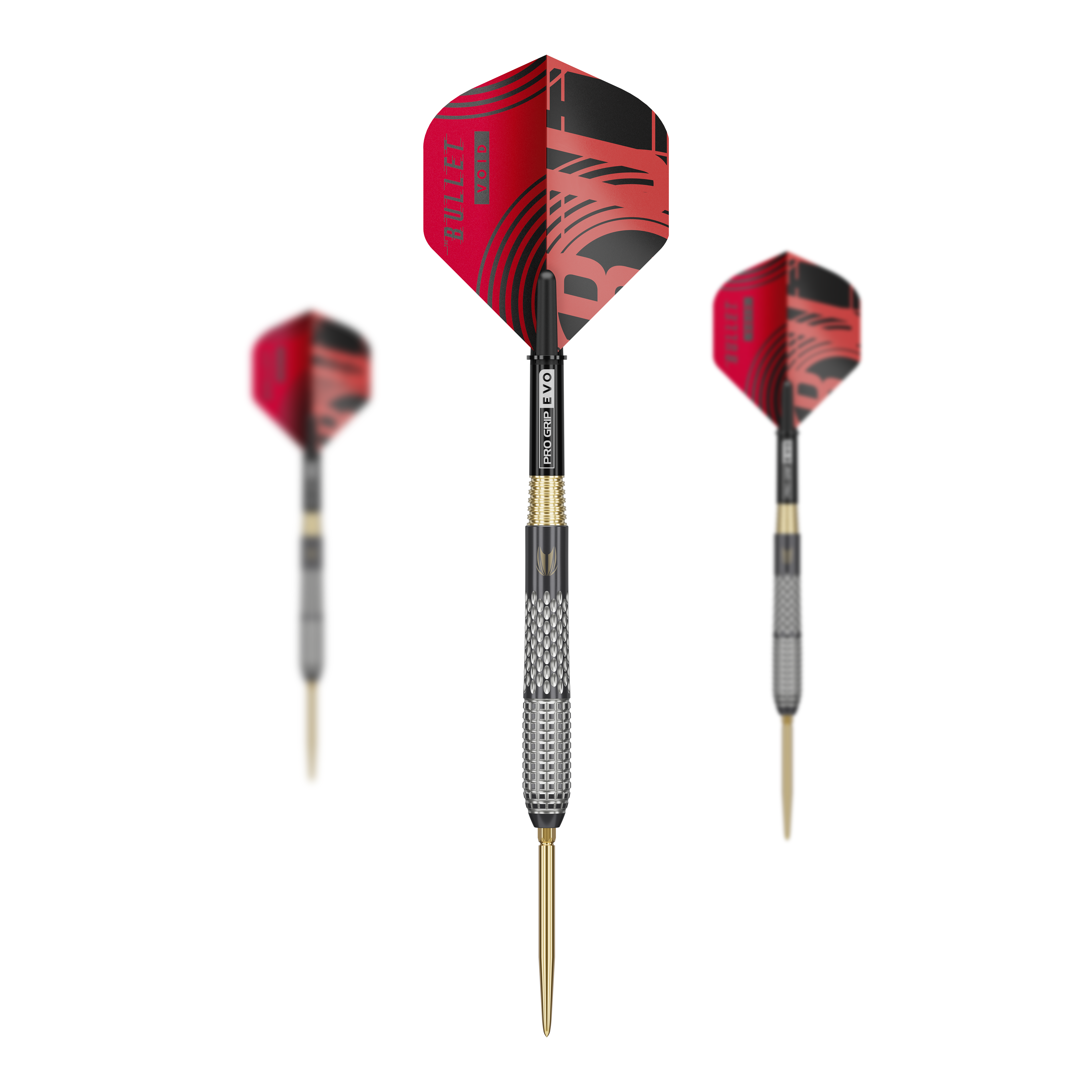 Das Bild zeigt die Target Stephen Bunting GEN5 Void Swiss Point Steeldarts. Sie sind speziell für Dartspieler entwickelt und haben ein modernes Design.