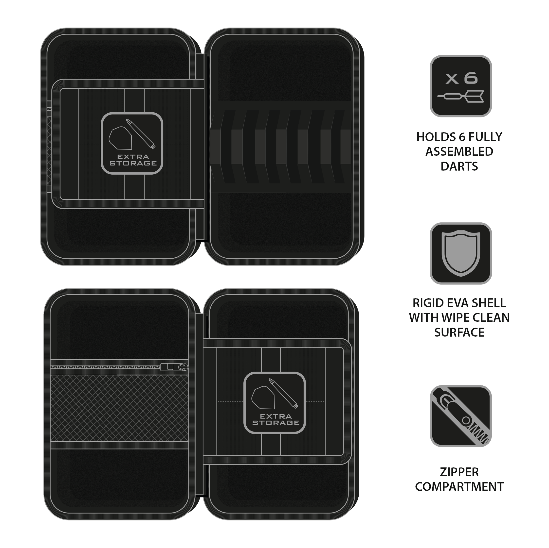 Harrow's Ryan Searle Player Pro6 dart case Harrows Ryan Searle Player Pro6 Dartcase ist ein professionelles Dartcase für Spieler. Es bietet Platz für mehrere Darts und Zubehör.