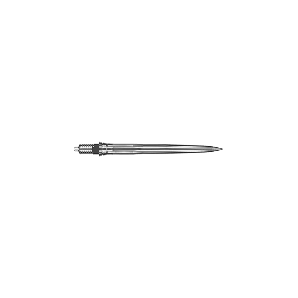 Caliburn EZ-EVO dart tips - Smooth - Silver Auf dem Bild ist eine glatte silberne Dartspitze zu sehen. Sie ist wahrscheinlich 28 mm lang.