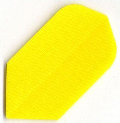 n12 Das Bild zeigt das Produkt "Nylon-Stoff Flights N12" in leuchtendem Gelb. Es handelt sich um einen speziell geformten Dartflight aus Nylonstoff.