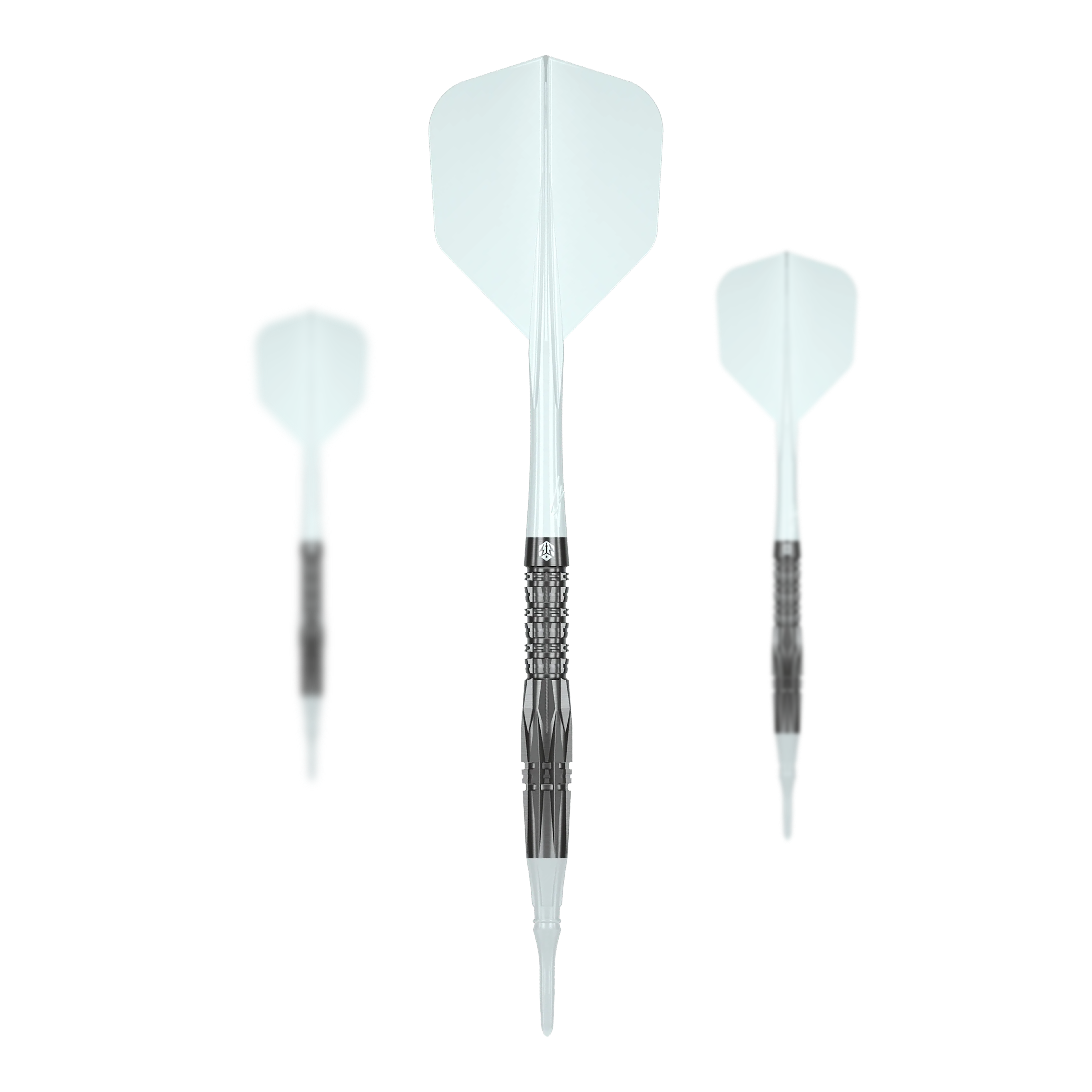 Caliburn Prisma P1 soft darts - 19g Dargestellt ist das Set des Caliburn Prisma P1 Softdarts mit 19g. Das Produkt wird als komplettes Set für Softdart-Enthusiasten angeboten.
