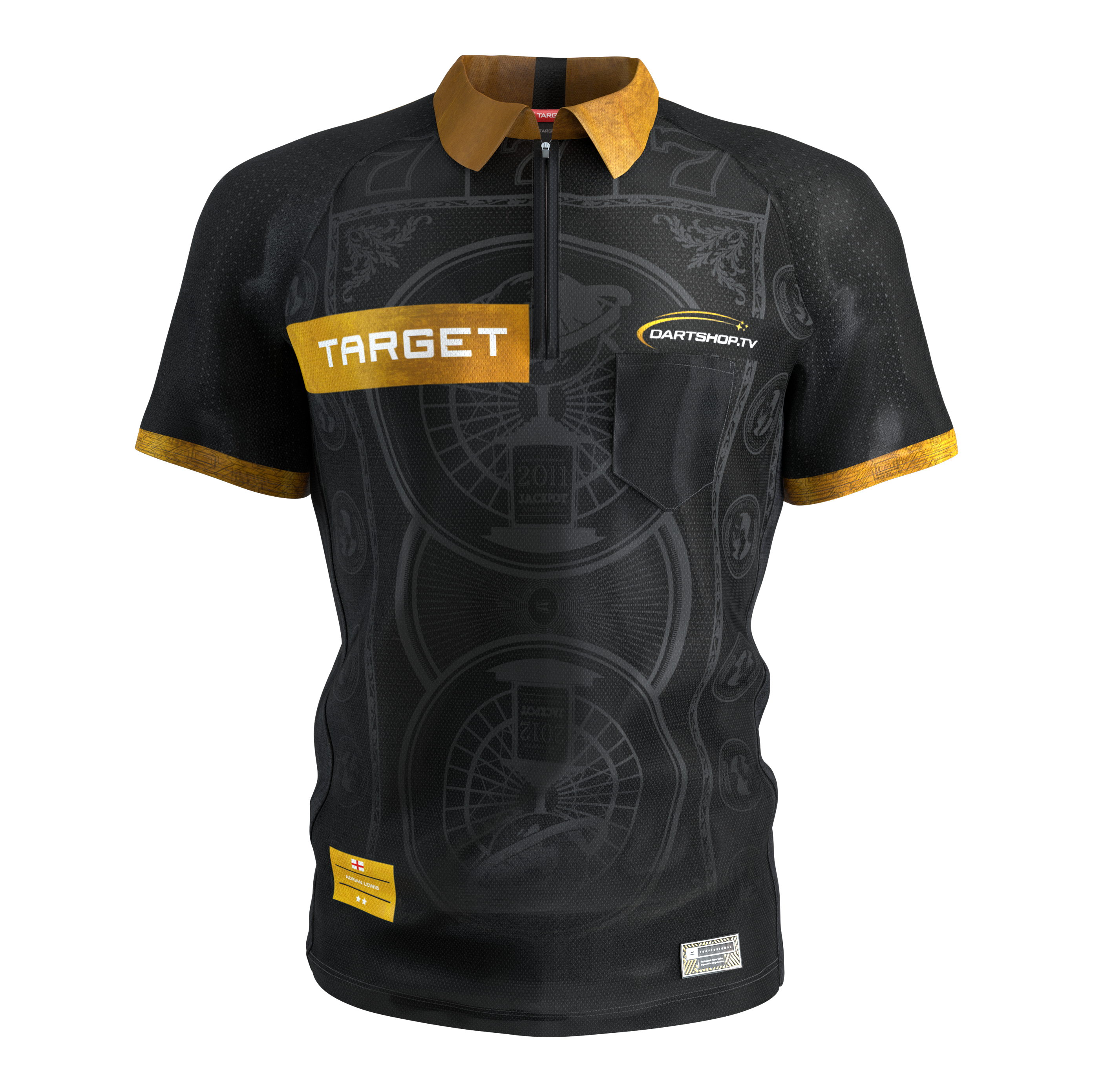Target Adrian Lewis dart shirt 2026 Zu sehen ist das Target Adrian Lewis Dartshirt 2026. Das Shirt zeichnet sich durch sein professionelles Aussehen aus.