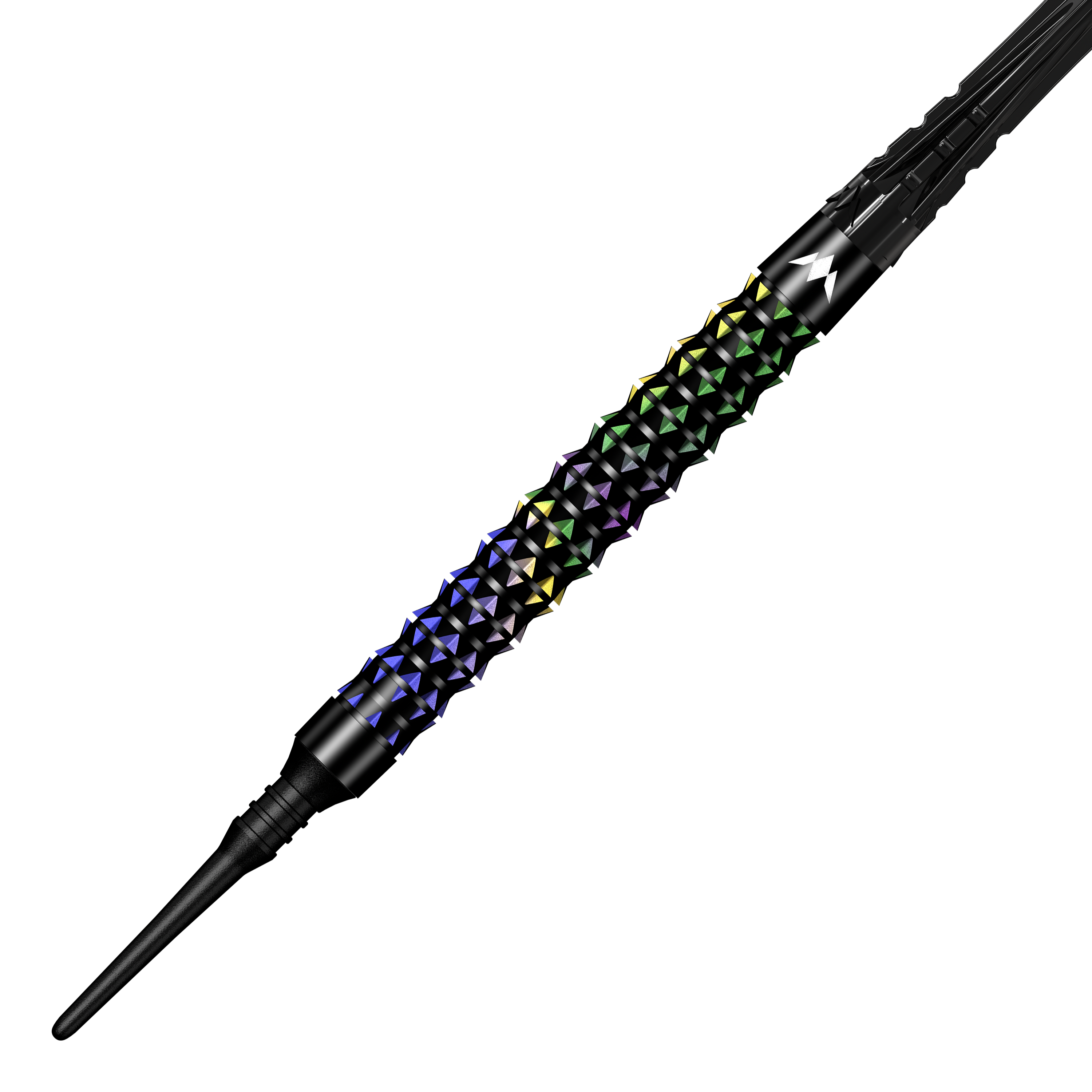 Mission Black Opal Soft Darts - 20g Mission Black Opal Softdarts - 20g wird seitlich präsentiert. Das Design betont die schwarze Oberfläche und die hochwertige Verarbeitung.