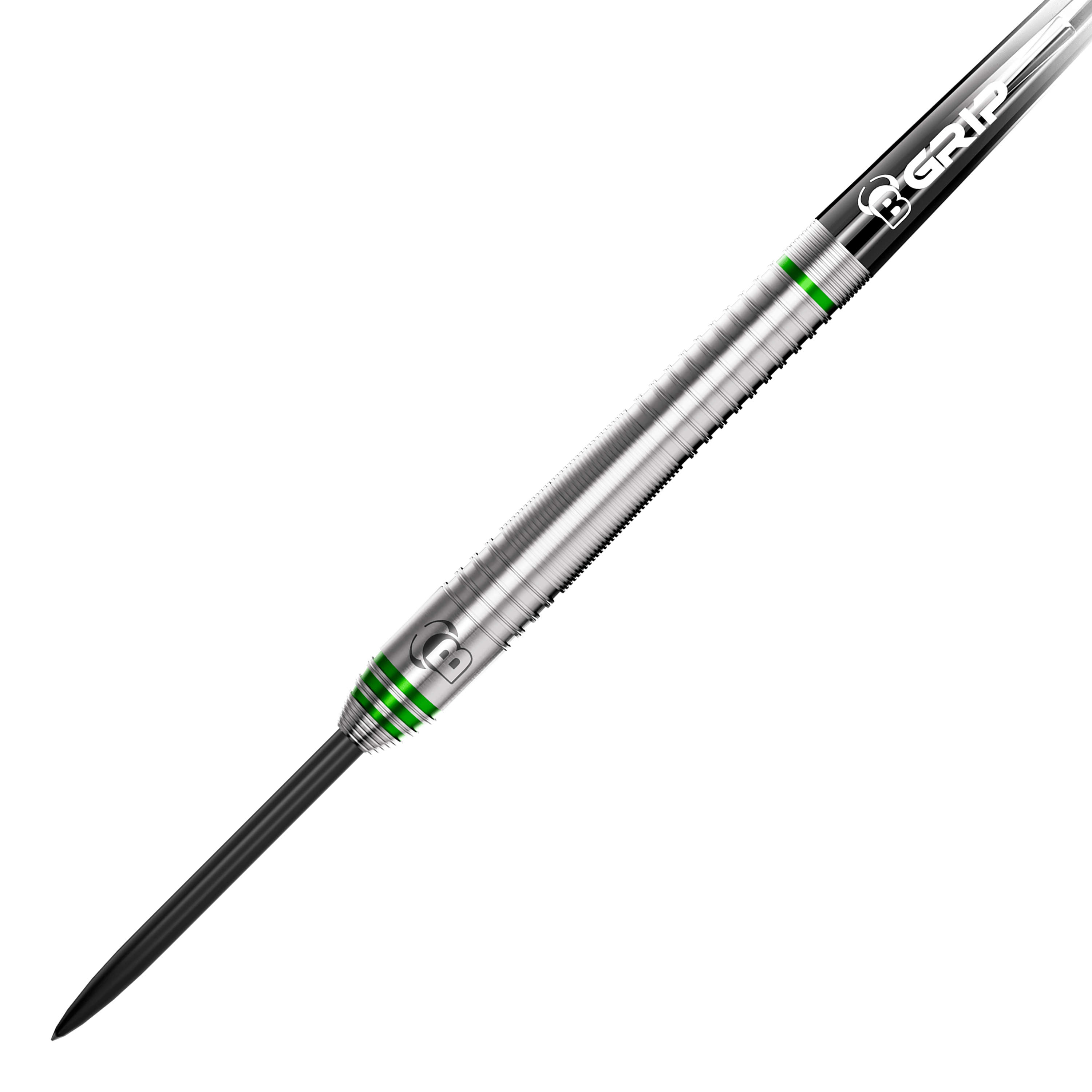 Bulls Max Czerwinski Gurke Steeldarts mit einem Gewicht von 23 Gramm. Das Bild zeigt die Darts aus einer bestimmten Perspektive.