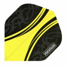 P192 Das Bild zeigt das Produkt "Pentathlon Flights P192". Es hat ein gelbes und schwarzes Design mit dekorativen Mustern und dem Pentathlon-Logo.