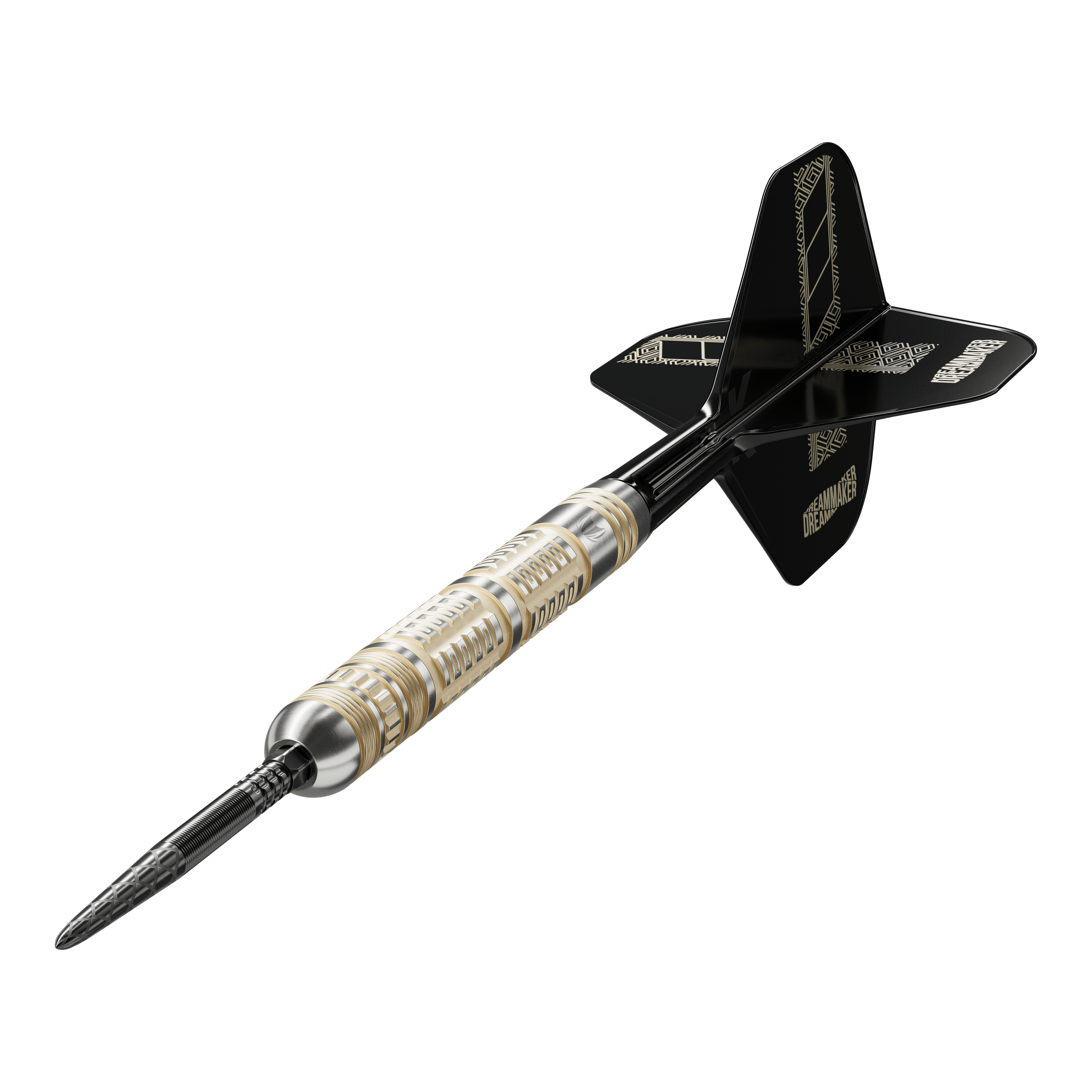 Target Dimitri Van Den Bergh 95K Swiss Point Steel Darts Das Bild zeigt die Target Dimitri Van Den Bergh 95K Swiss Point Steeldarts. Hier sieht man Form und Details der Steeldarts.