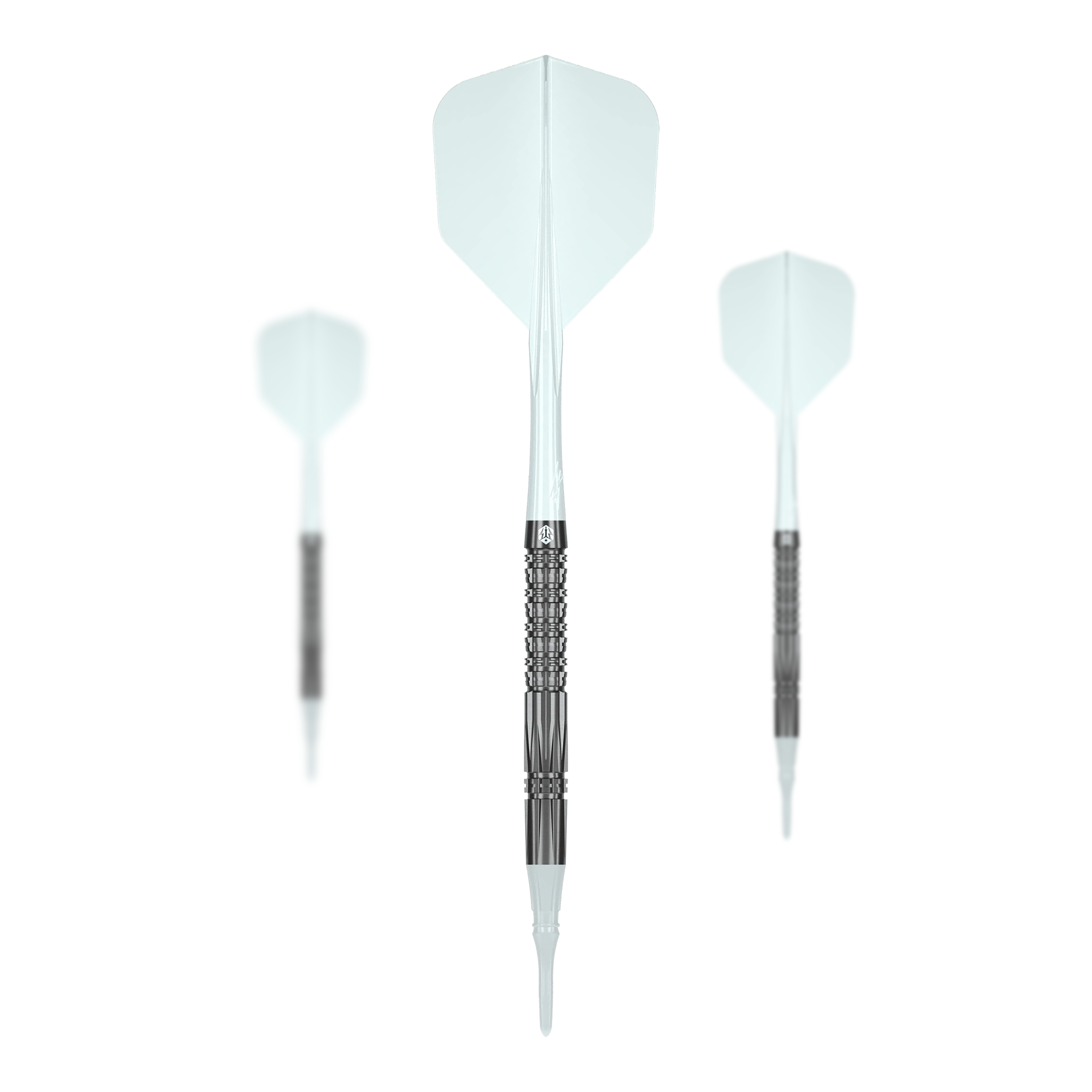Caliburn Prisma P2 soft darts - 20g Das Bild zeigt die Caliburn Prisma P2 Softdarts - 20g. Zu sehen ist ein Set von modernen Softdarts.