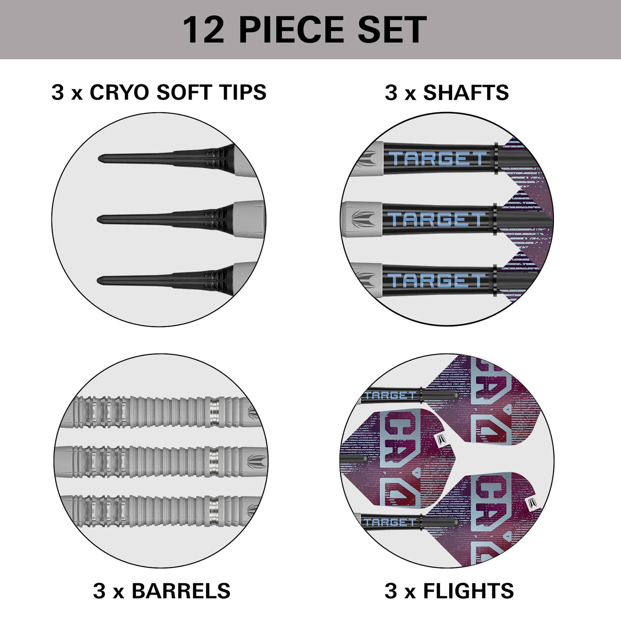 Target Cryo 13 Softdarts Hier sieht man die Target Cryo 13 Softdarts. Das Produkt ist detailliert fotografiert, damit die Qualität erkennbar ist.