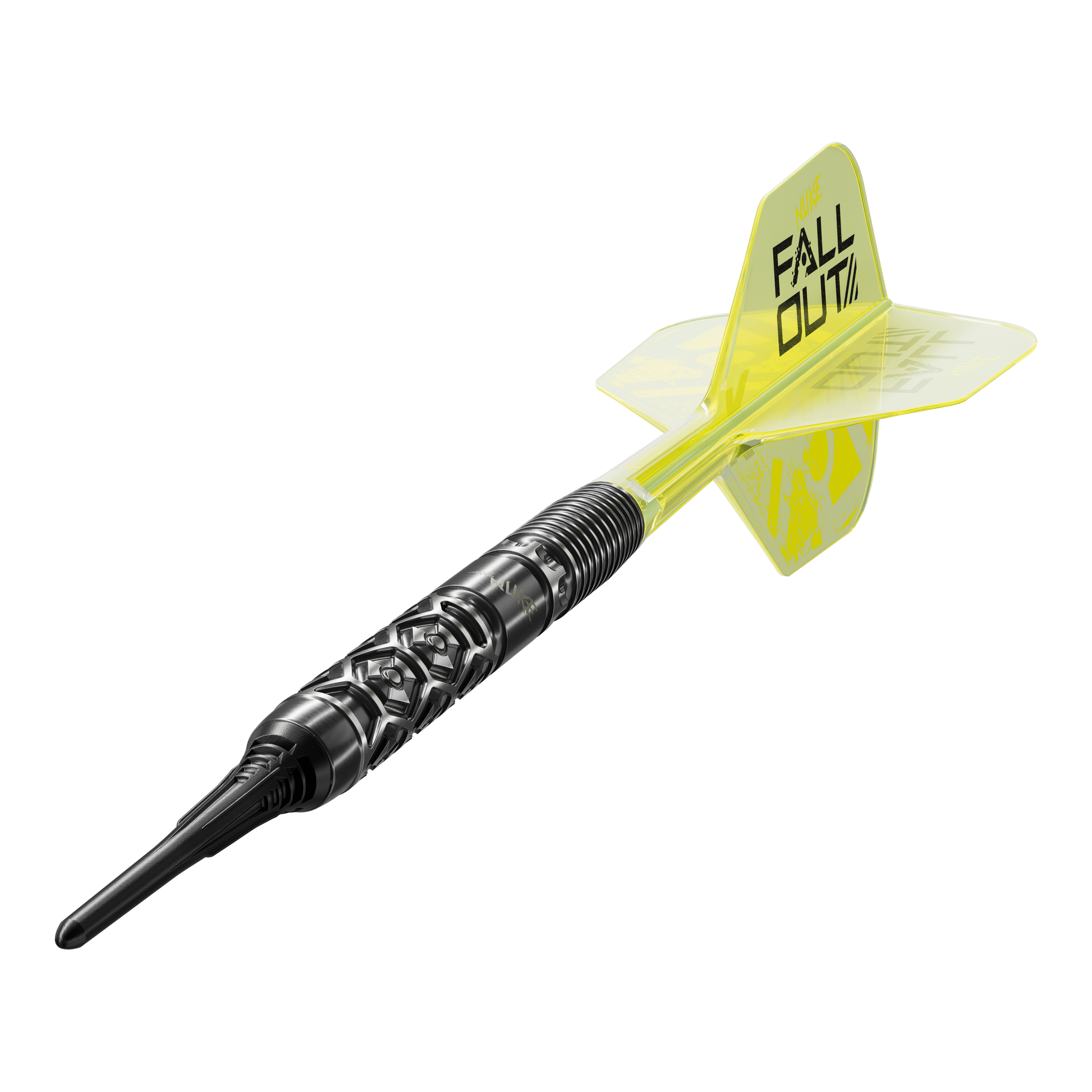 Target Luke Littler Nuke Fallout Soft Darts - 19g Das Bild zeigt die Target Luke Littler Nuke Fallout Softdarts - 19g. Es handelt sich um hochwertige Softdarts, ideal für Präzisionsspieler.