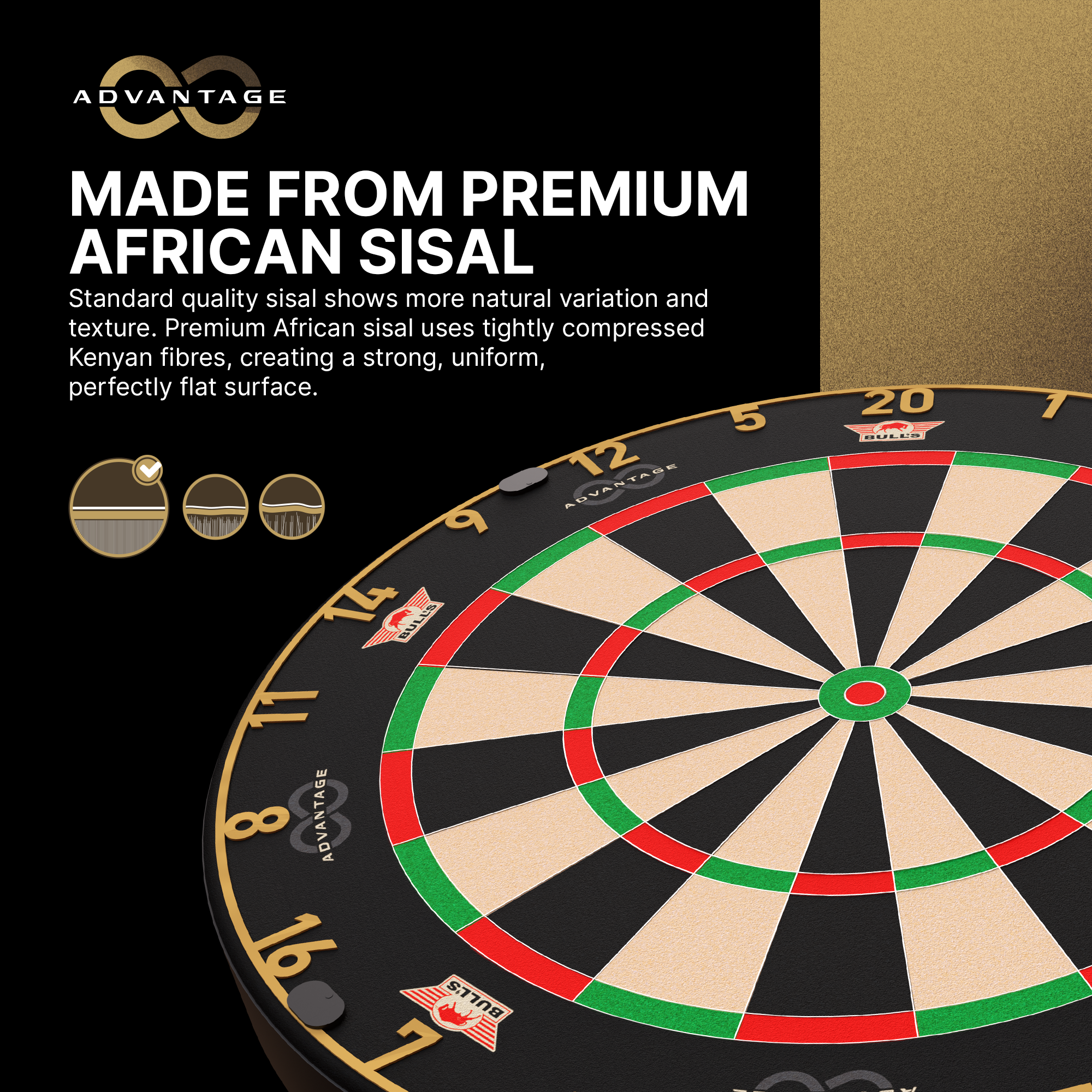 Abgebildet ist das Bulls NL Advantage 8 Steeldartboard. Es ist für das Dartspielen mit Stahlspitzen entwickelt.