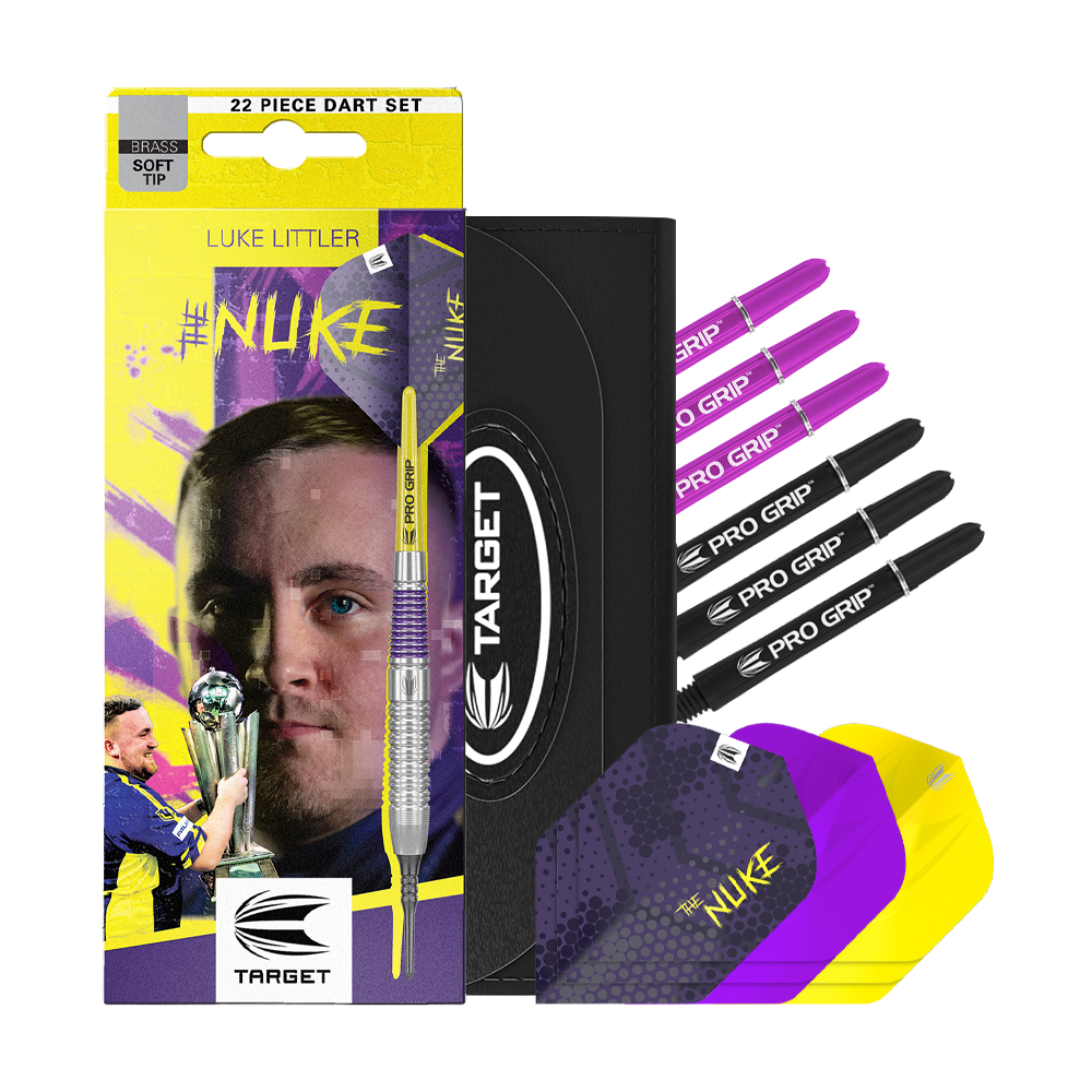 Target Luke Littler Brass Soft Darts - 19g Das Bild zeigt die Target Luke Littler Brass Softdarts - 19g. Die Darts eignen sich zum Spielen auf elektronischen Dartboards.